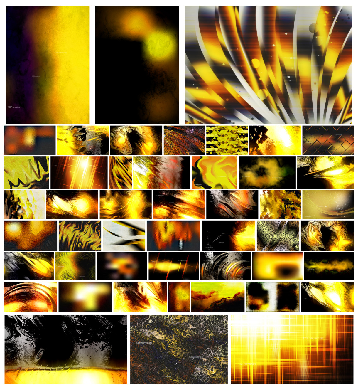 Vibrant Fusion: Creative Collection of Yellow Orange and Black Designs