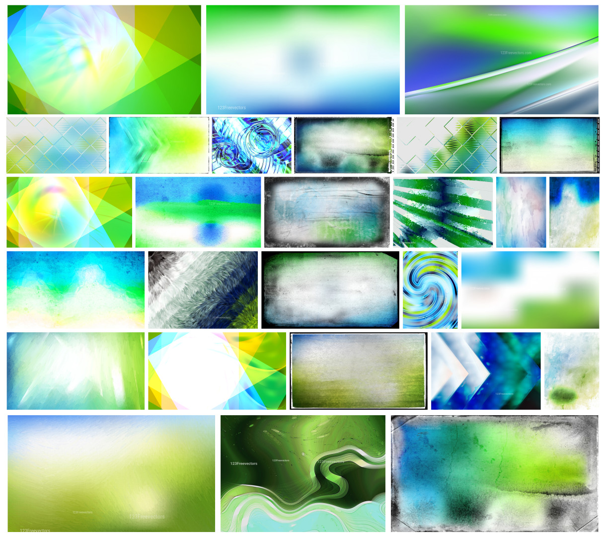 Creative Collection: Blue Green and White Abstract Background Designs