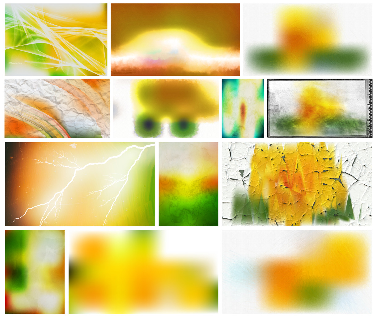 Vibrant Fusion: A Creative Collection of Orange White and Green Designs