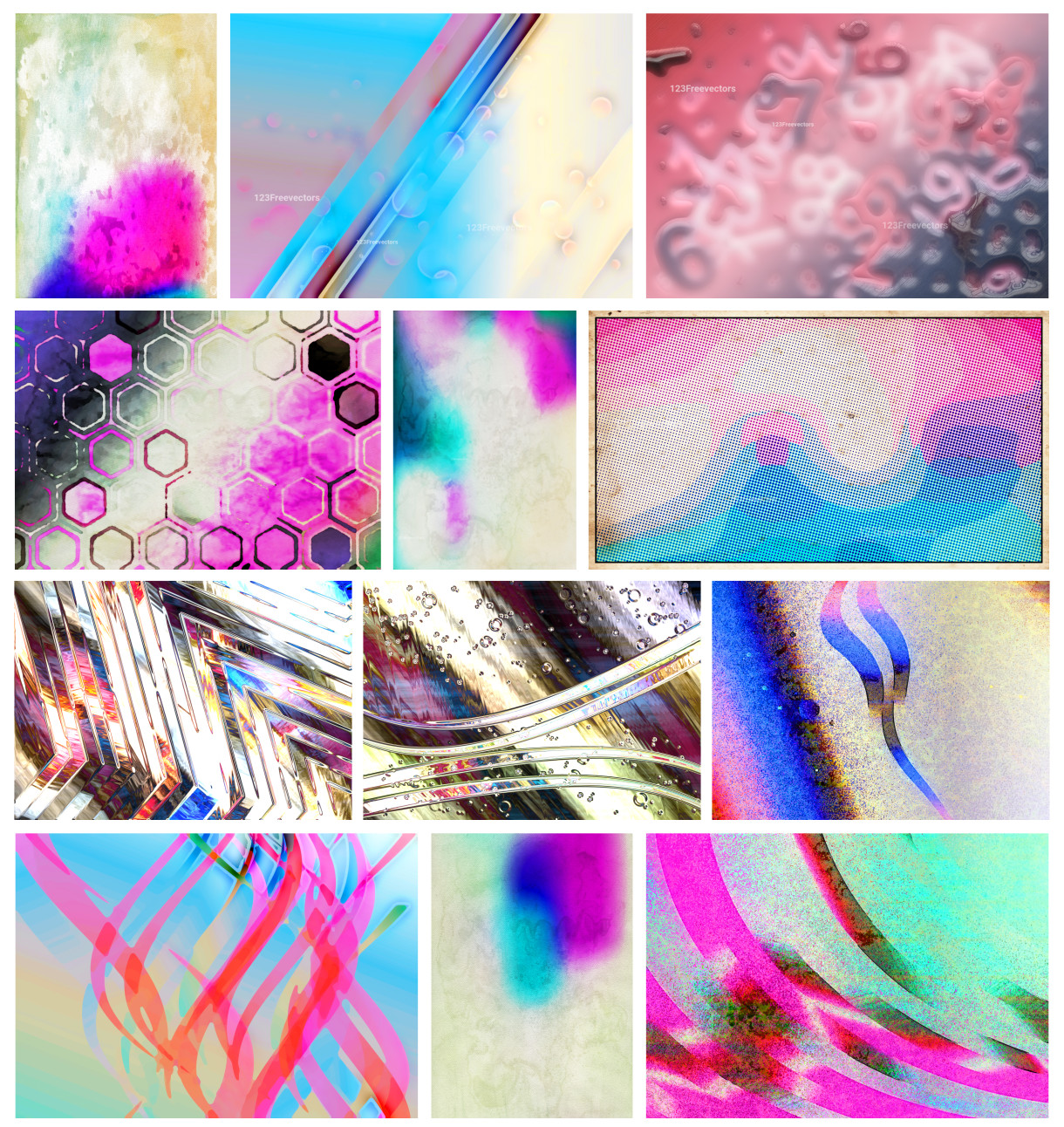 Creative Collection: Beige Blue and Pink – A Vibrant Combination of Abstract Backgrounds and Watercolor Textures