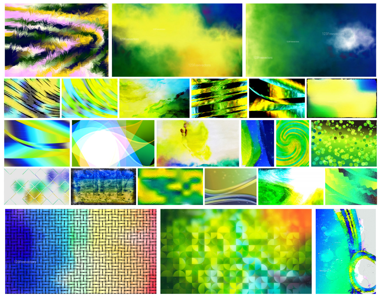 Creative Collection: Blue Green and Yellow Abstract Background Designs
