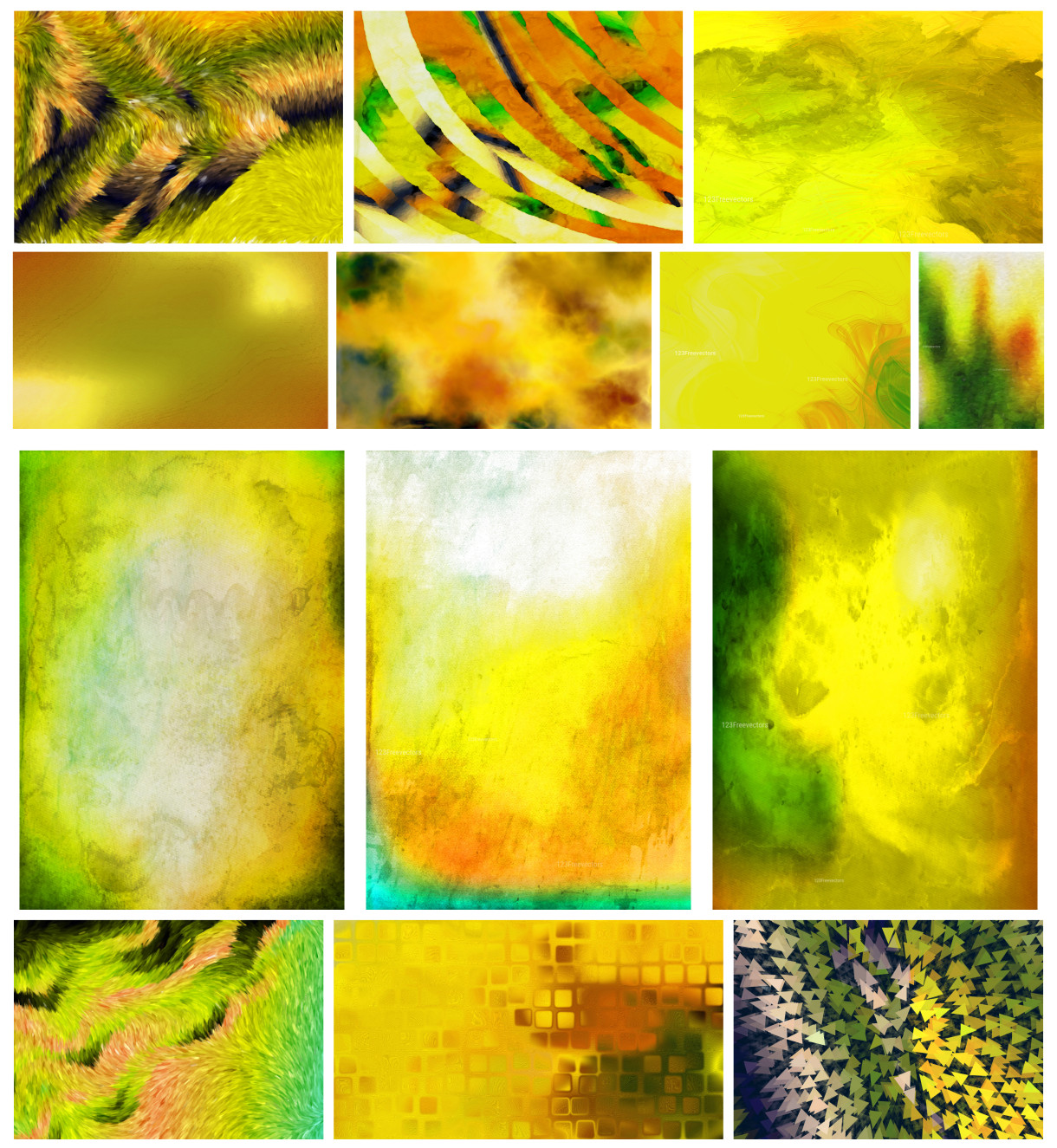Vibrant Fusion: A Creative Collection of Orange Yellow and Green Designs