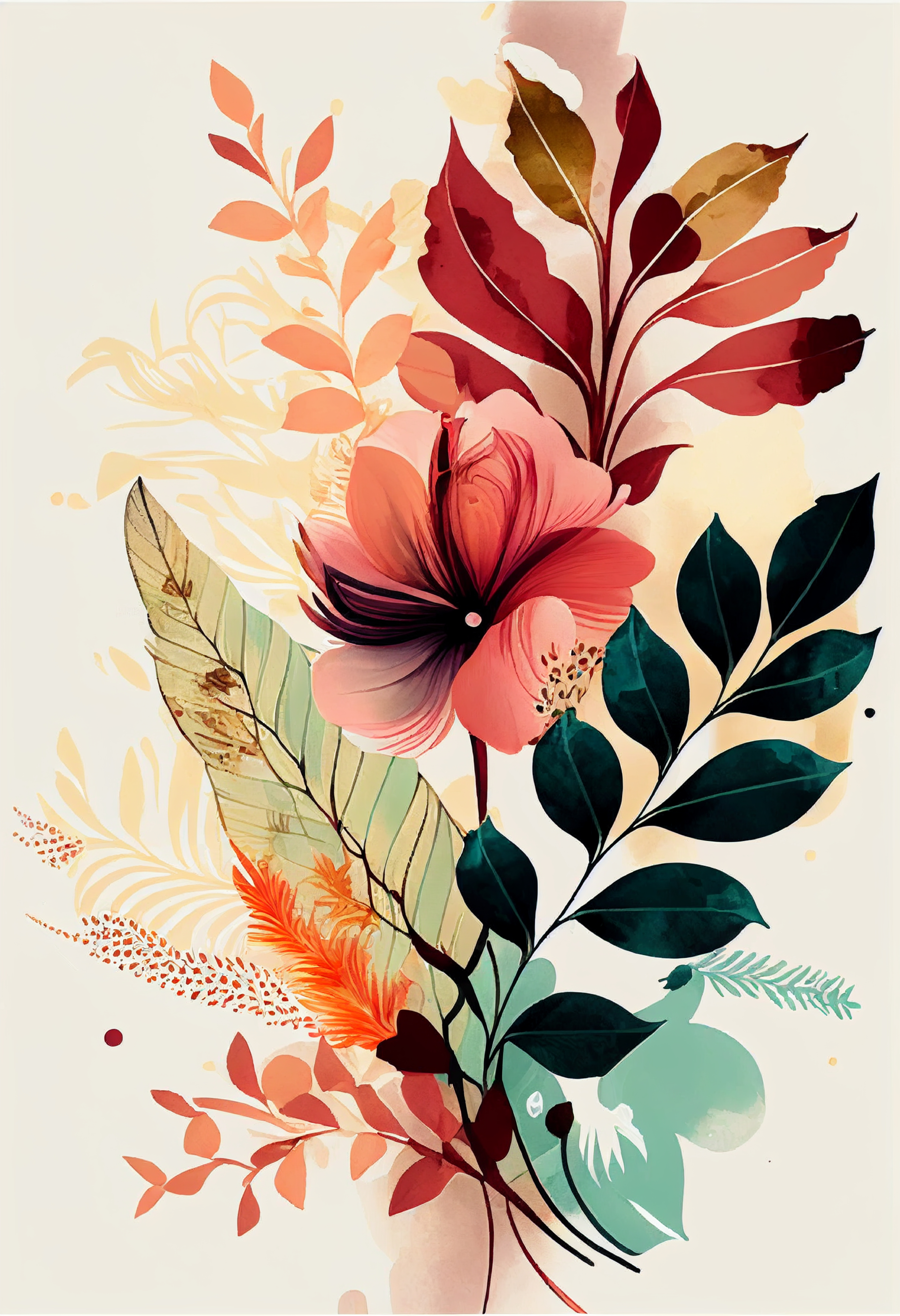 Watercolor Colorful Flower Background
