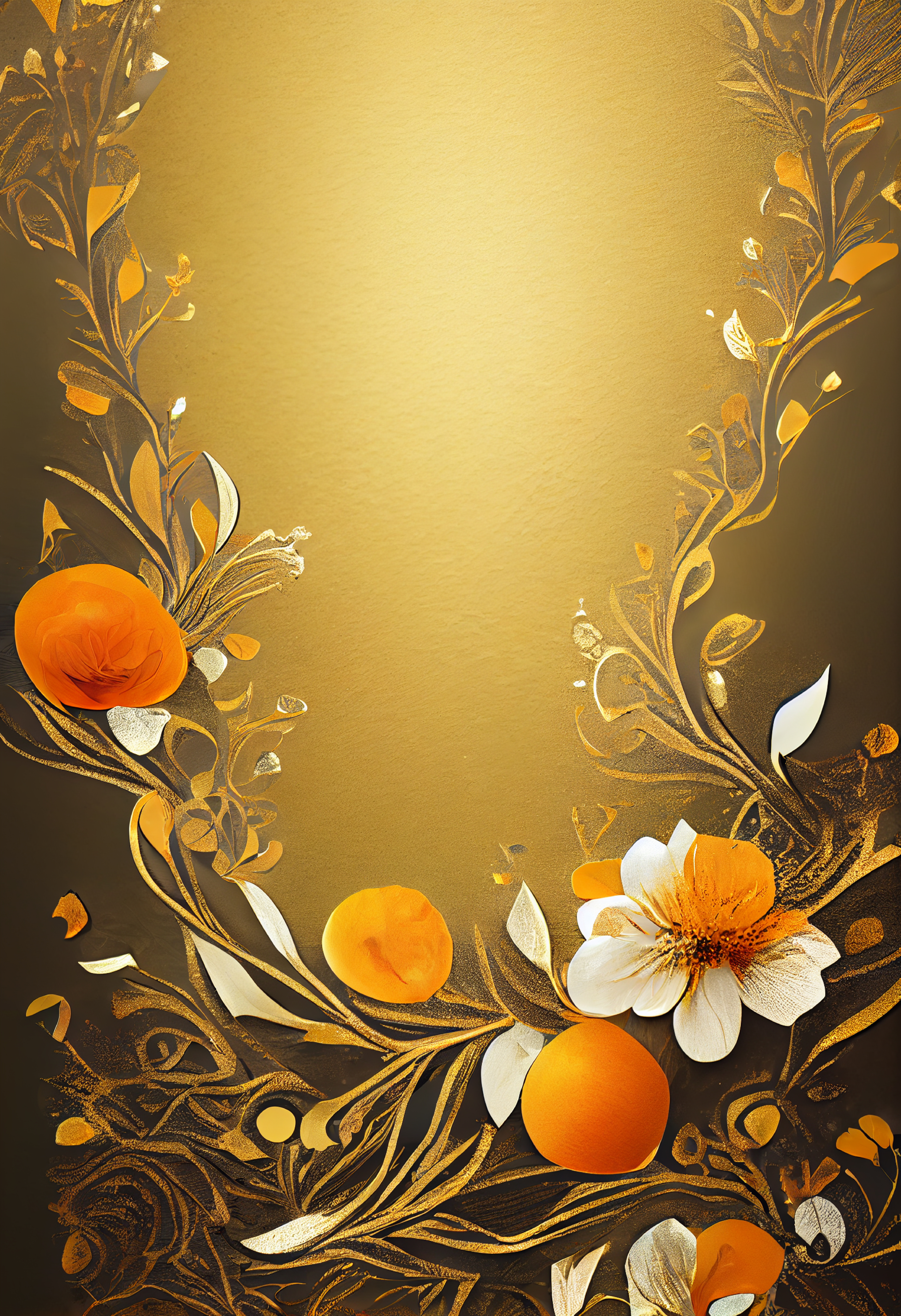 Orange Flower on Gold Card Background Image