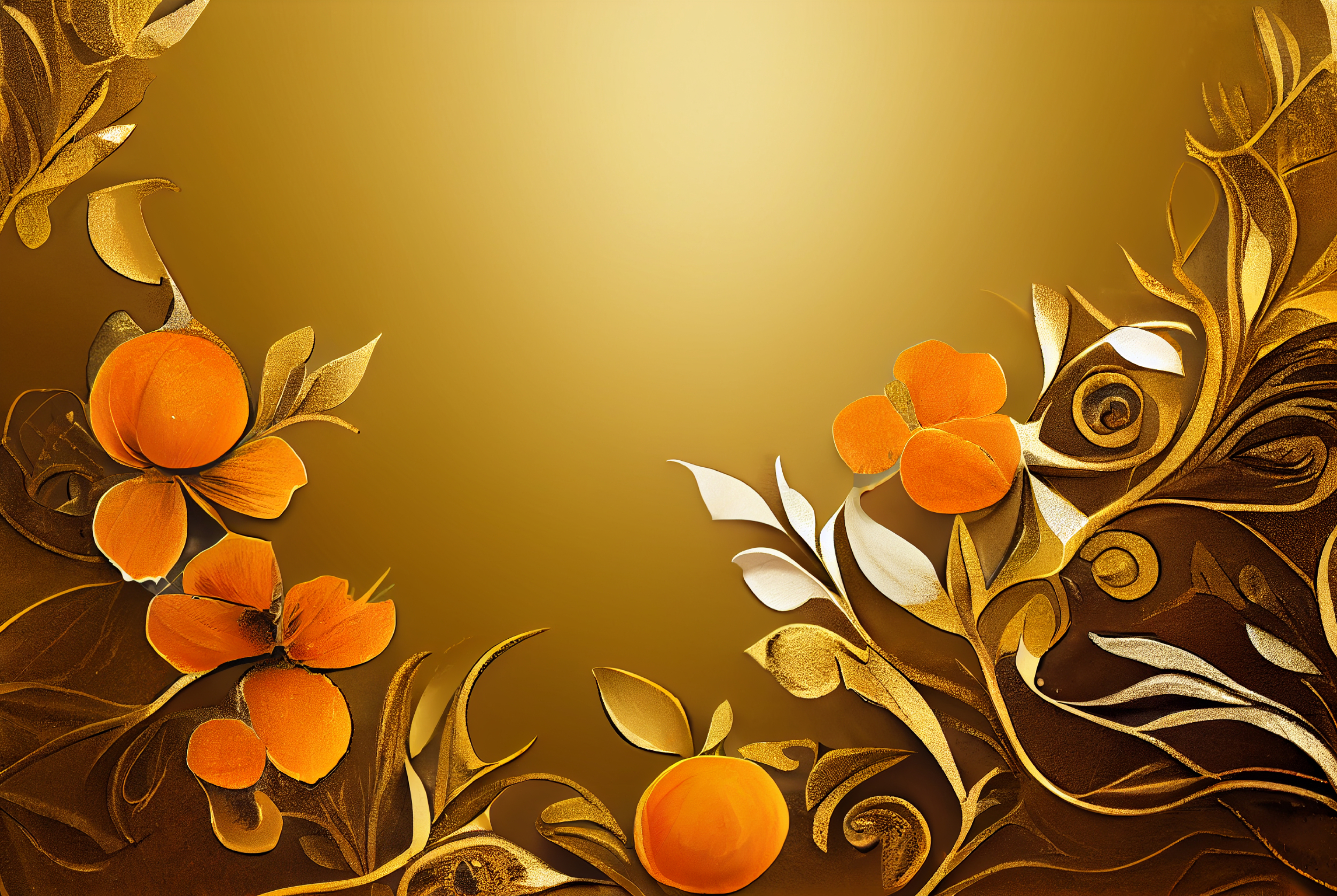 Orange Flower on Gold Card Background