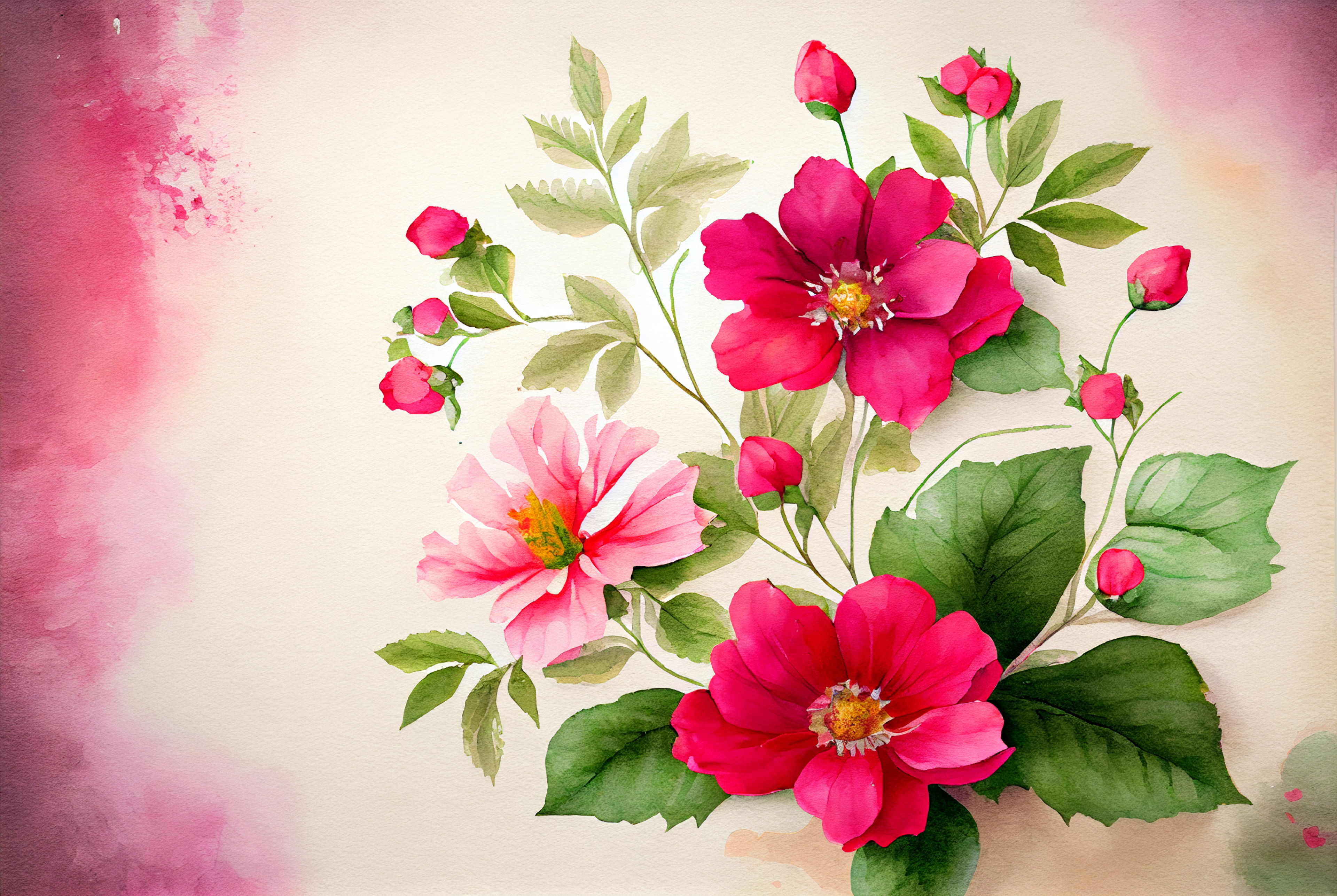Watercolor Pink Flower Background Image