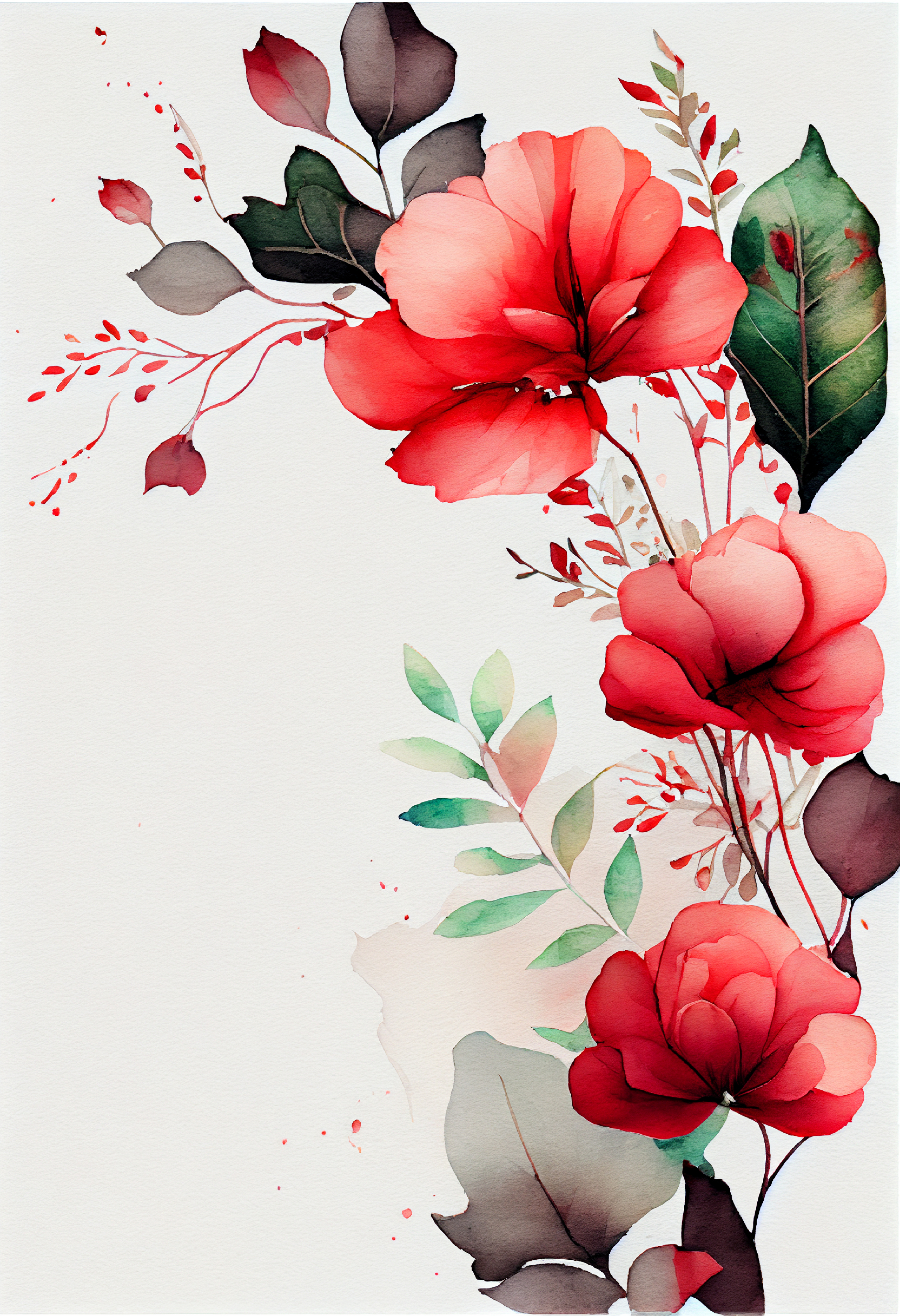 Watercolor Red Flower Background