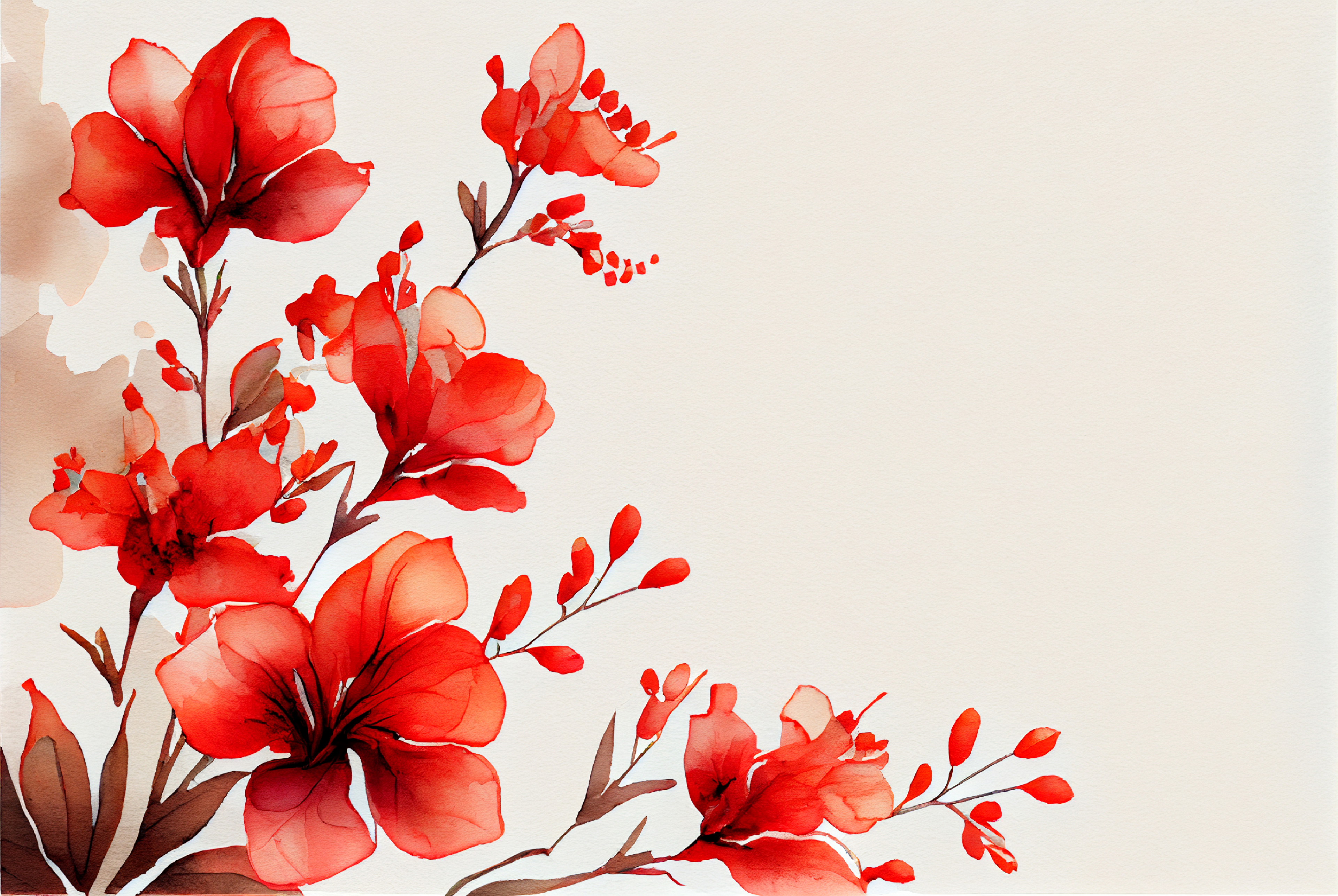 Watercolor Red Flower Card Background Image