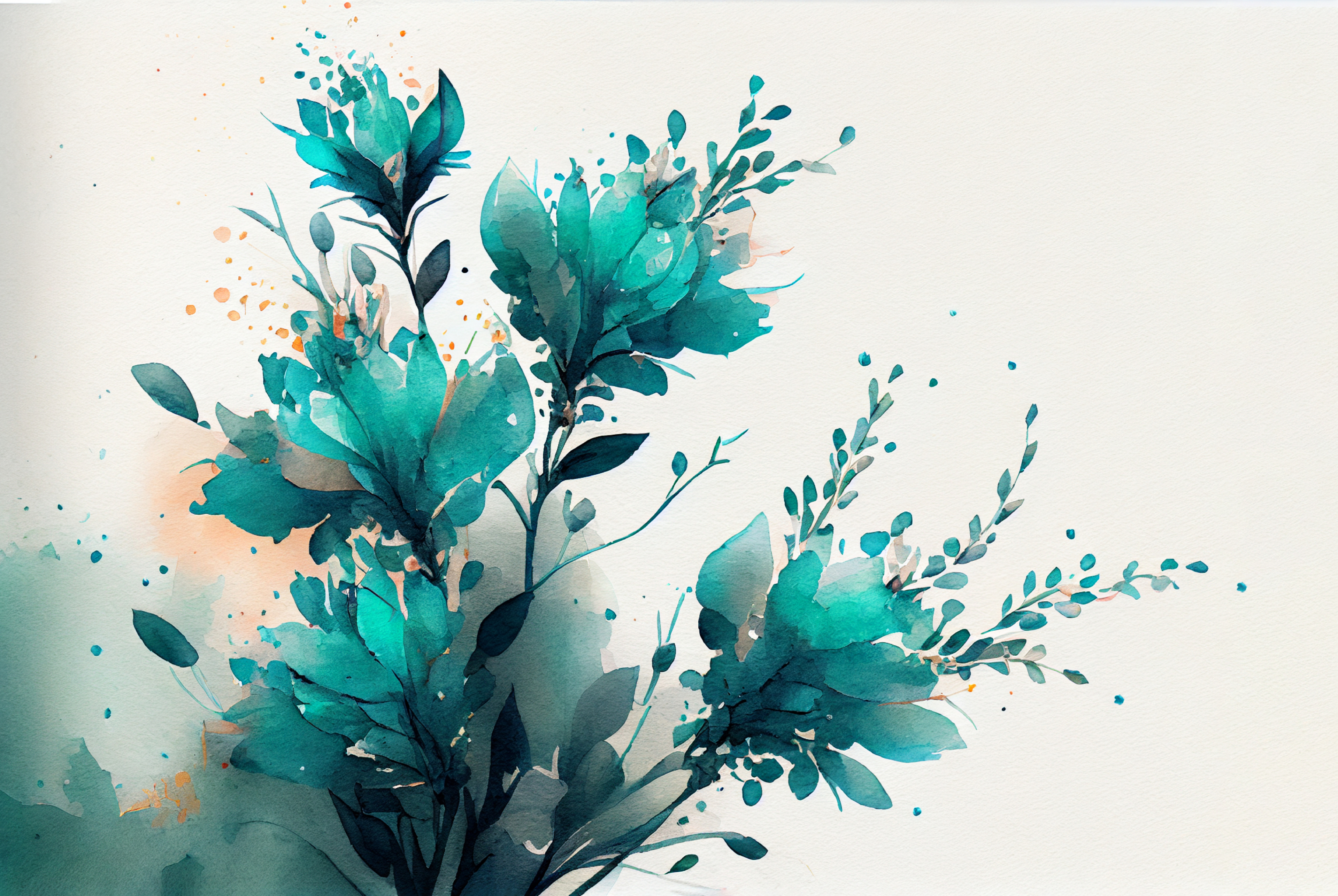 Watercolor Turquoise Flower Background Image