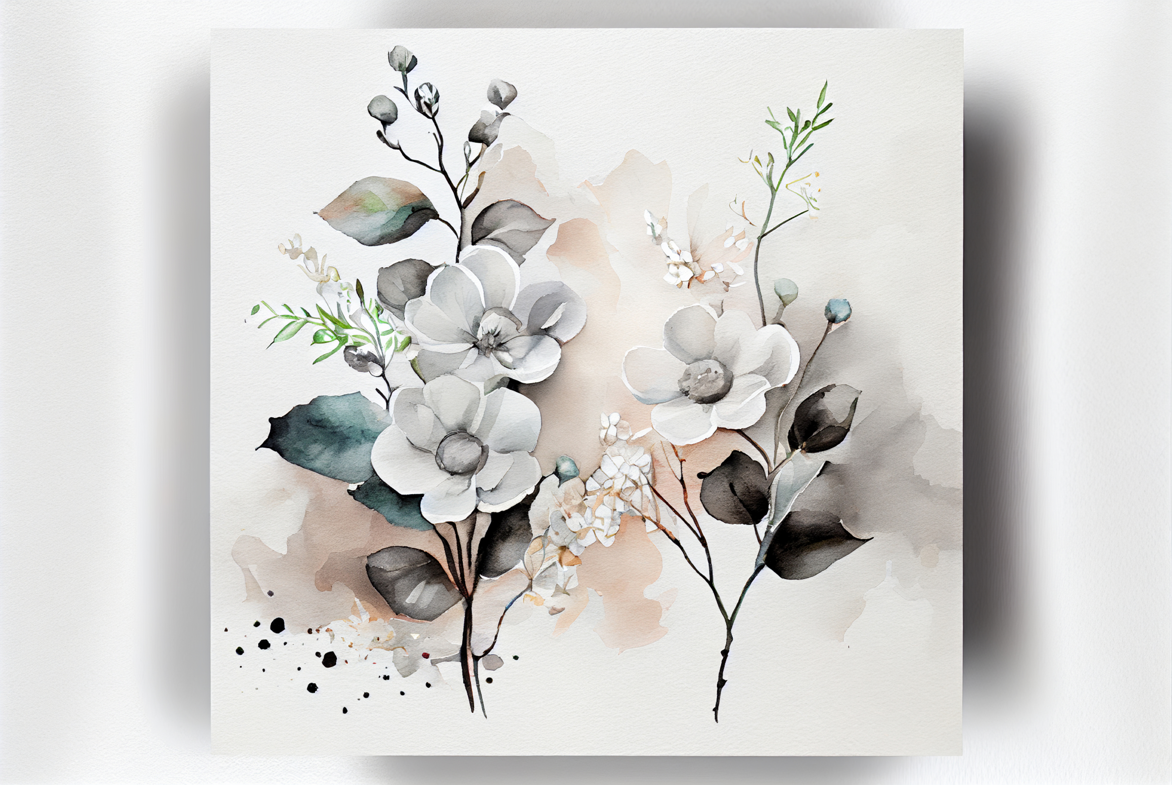 Watercolor White Flower Background Image