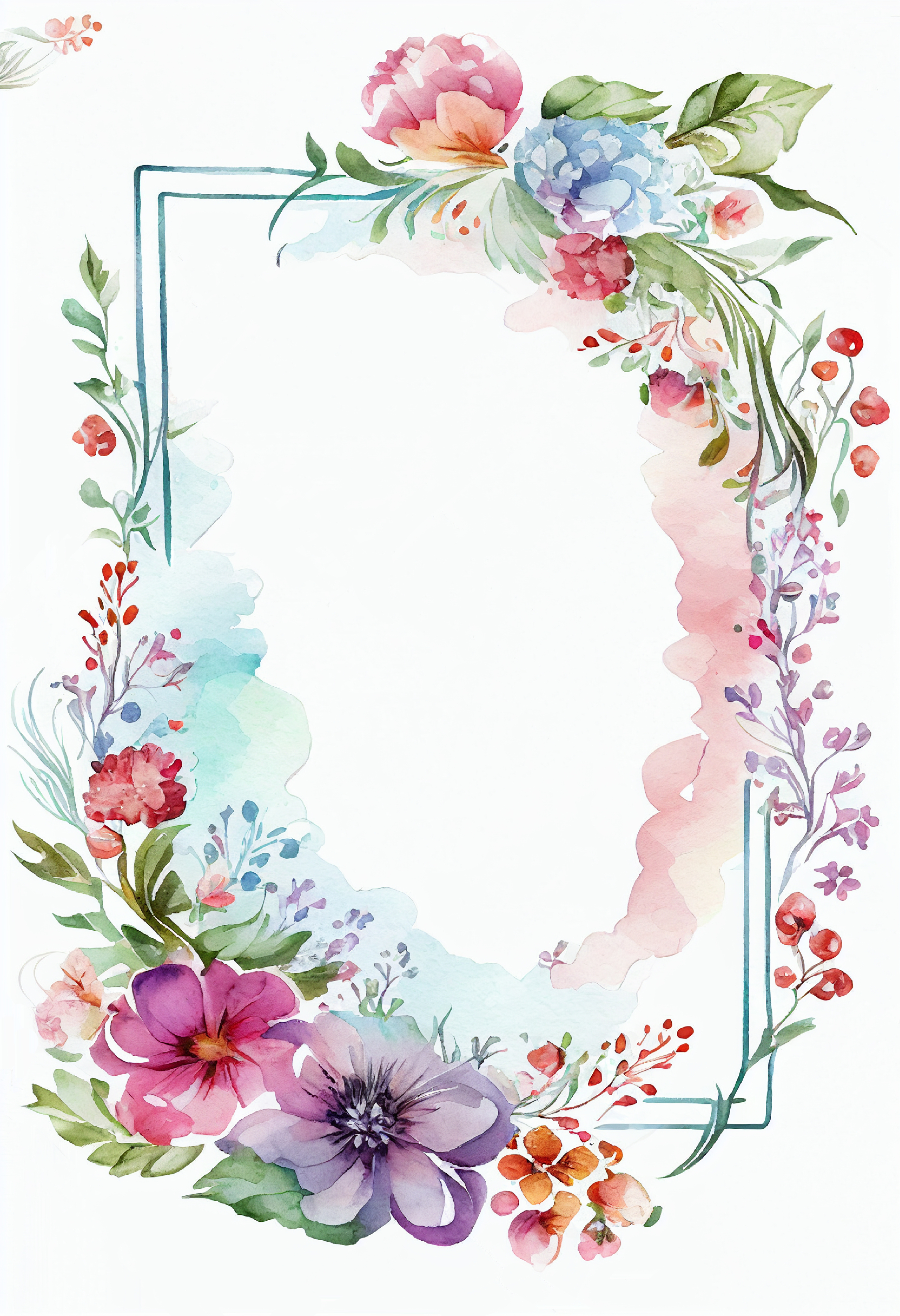 Watercolor Flower Frame Image