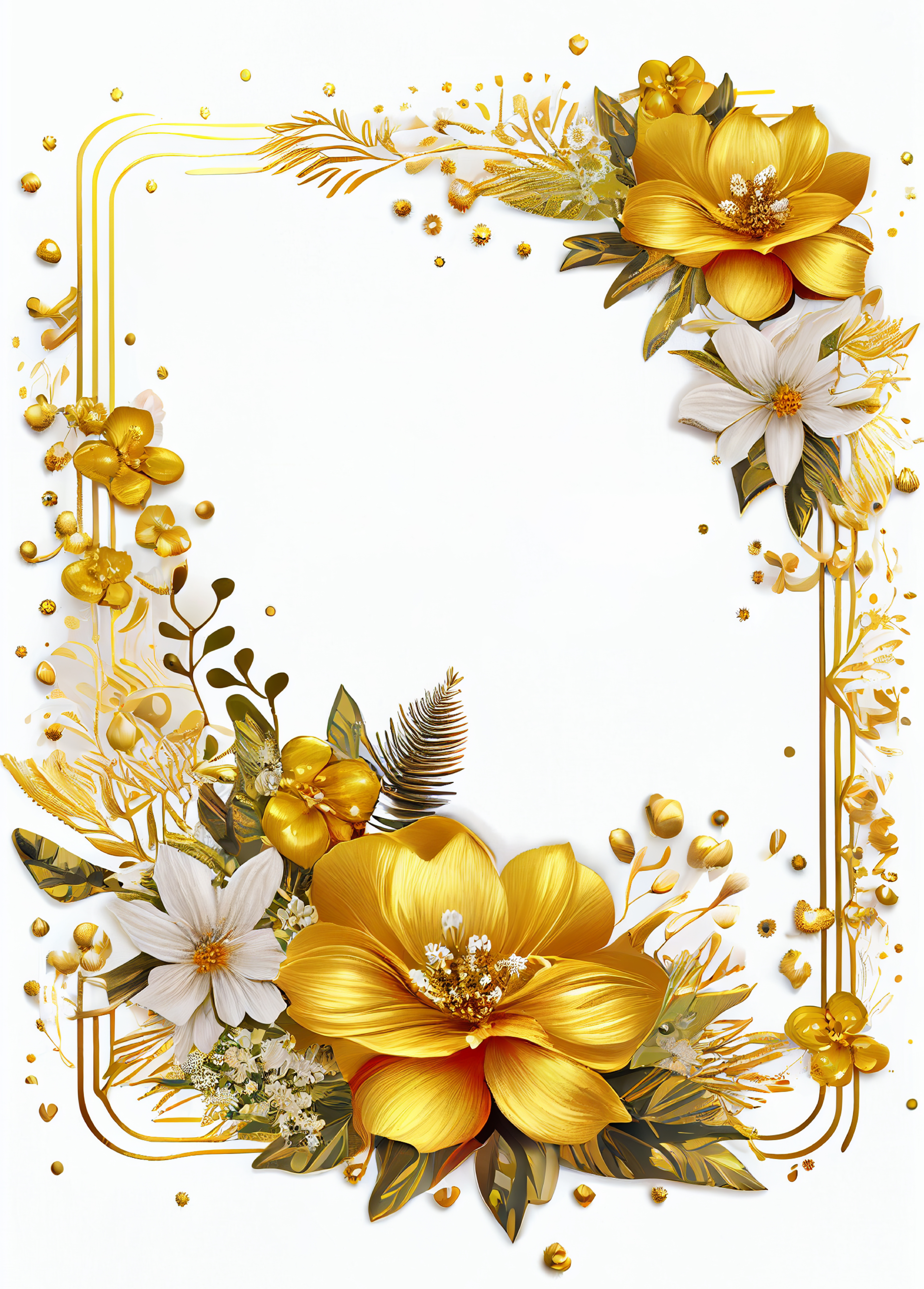 Gold Flower Frame Image
