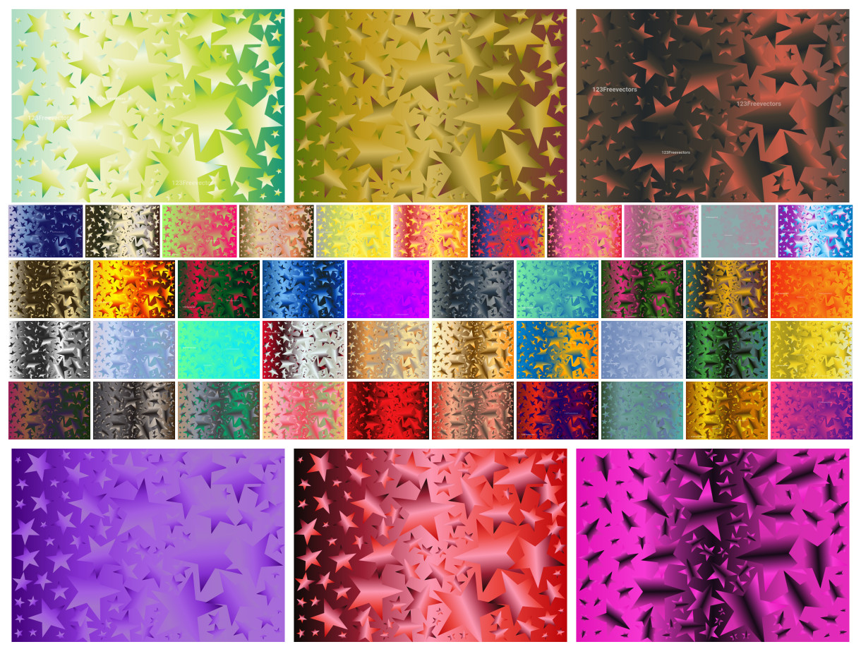 Star-Studded Collection: 47 Vibrant Gradient Star Background Vector Designs