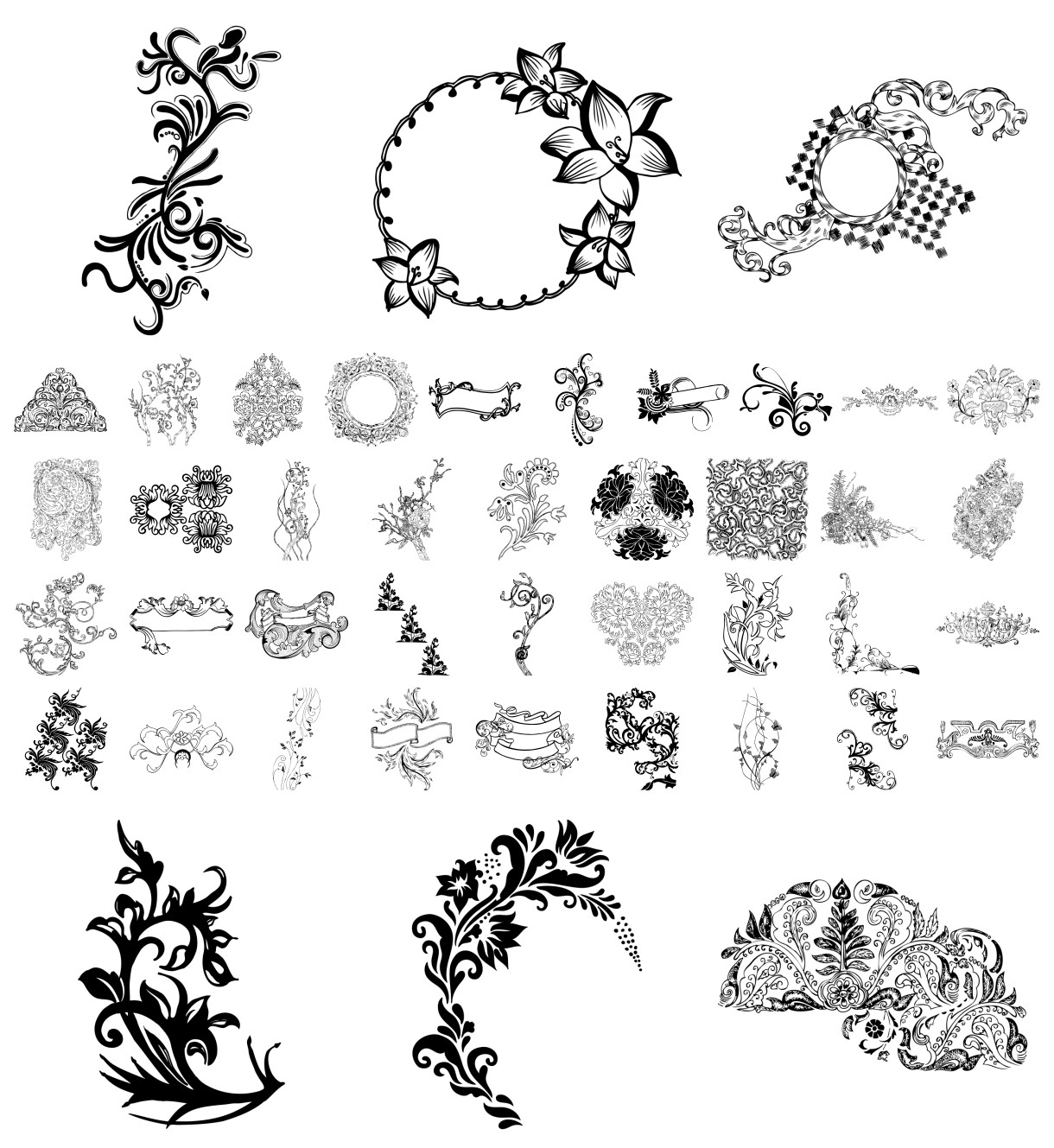 Explore the Blossoming Beauty of our Hand Drawn Floral Vector Collection