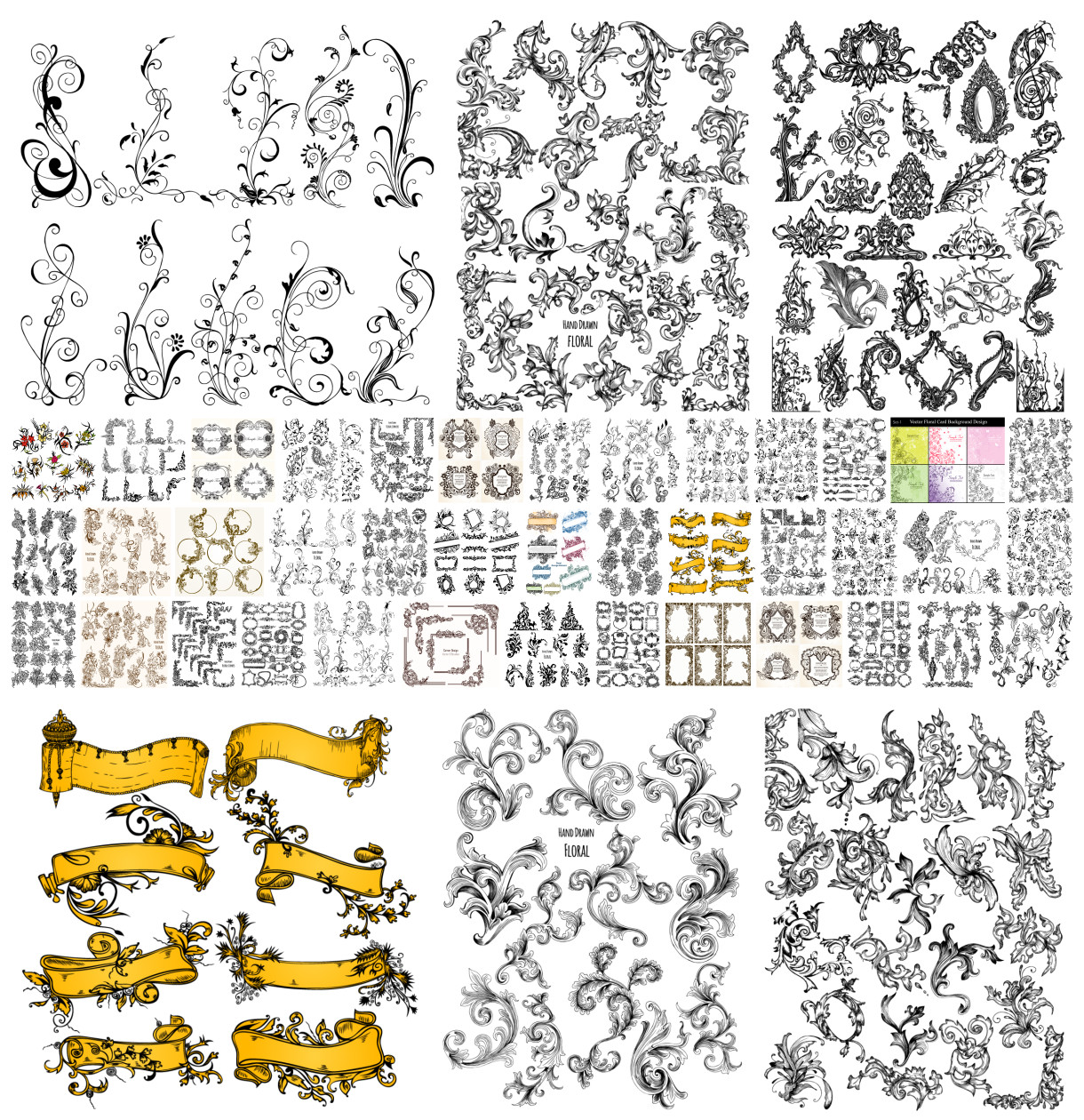 Creative Collection of Floral Vector Designs : Premium Vector and Photoshop Brush Packs