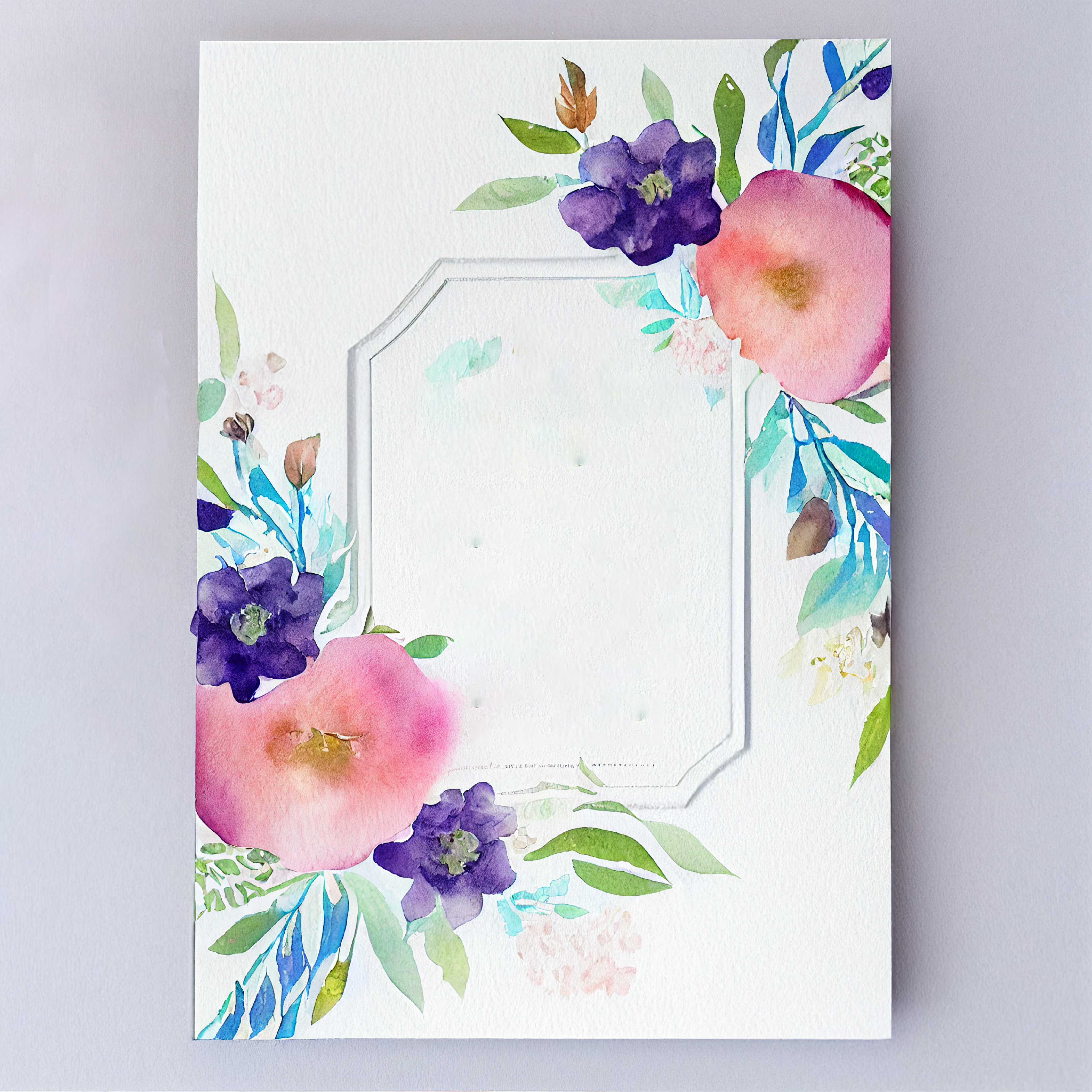 Unique Watercolor Flower Wedding Invitations
