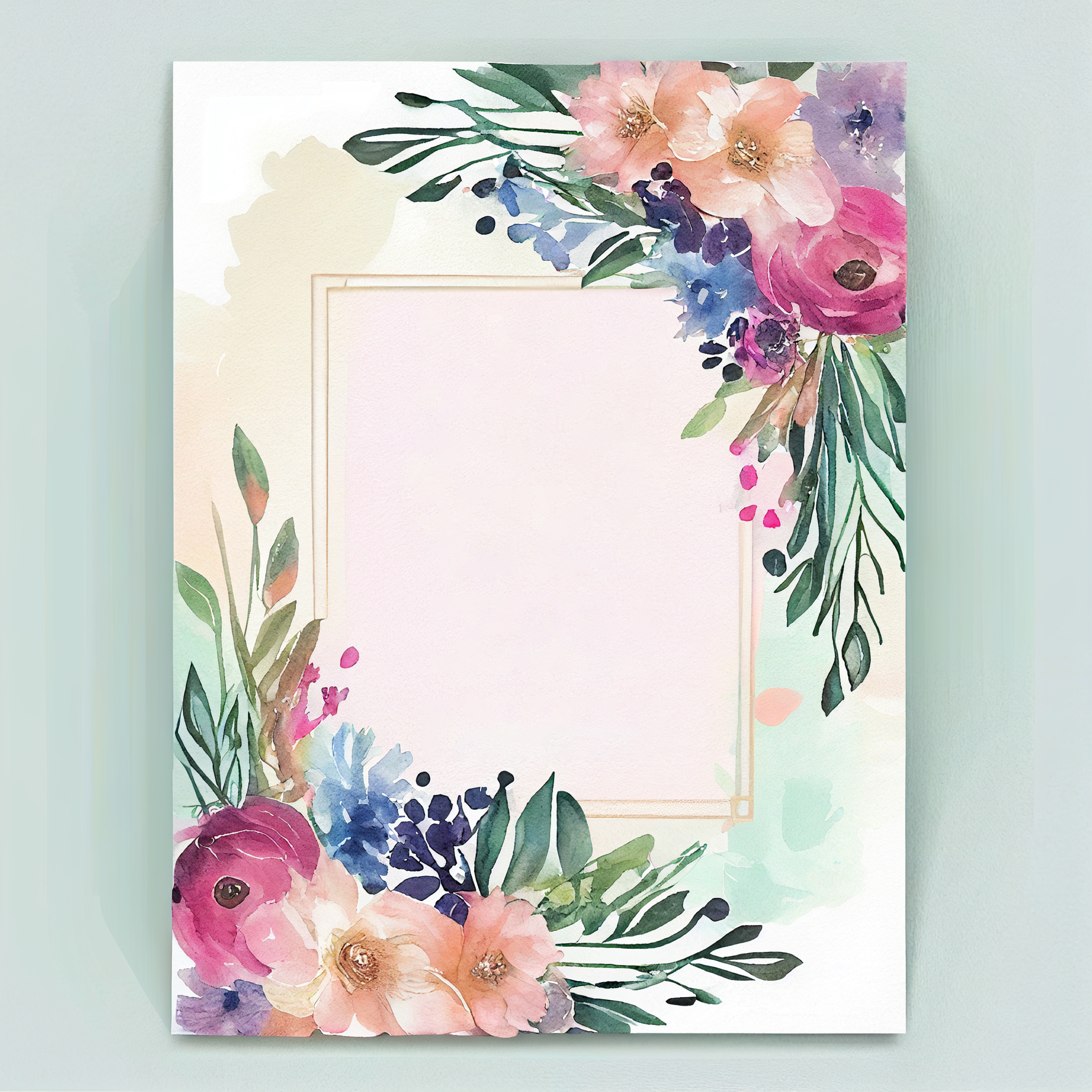 Unique Watercolor Flower Wedding Invitations