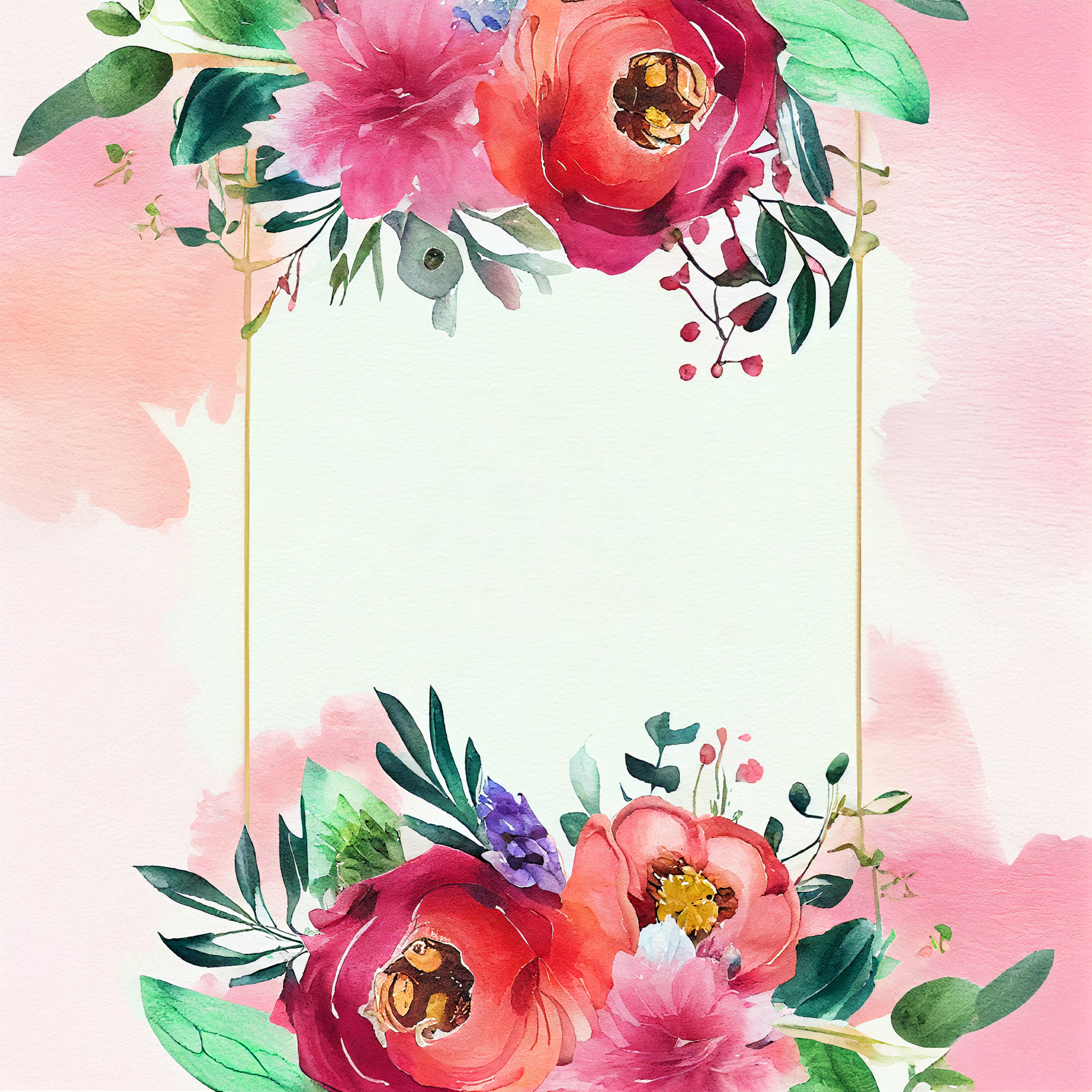 Unique Watercolor Flower Wedding Invitations