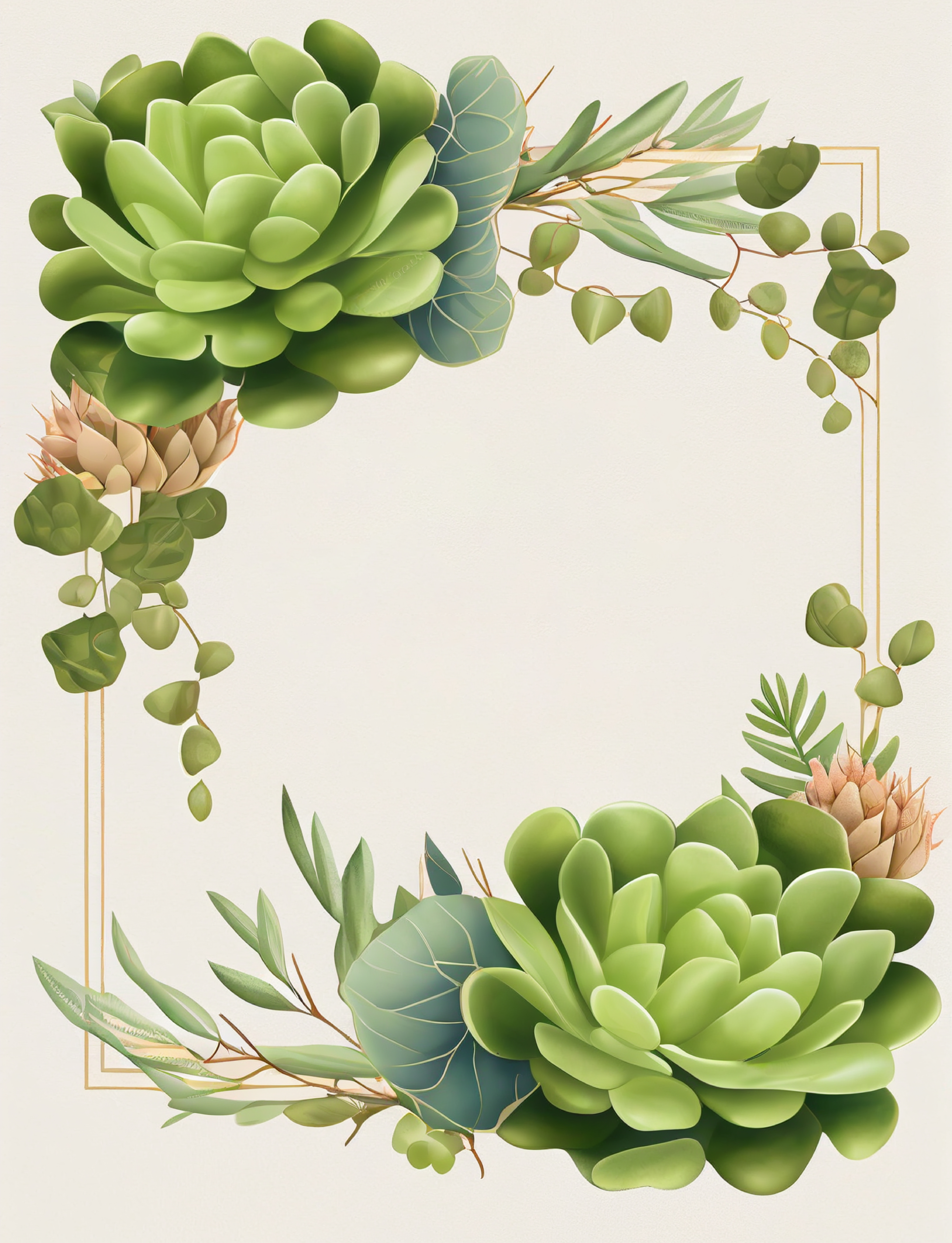 Succulent Splendor: Succulent Wedding Invitation Card