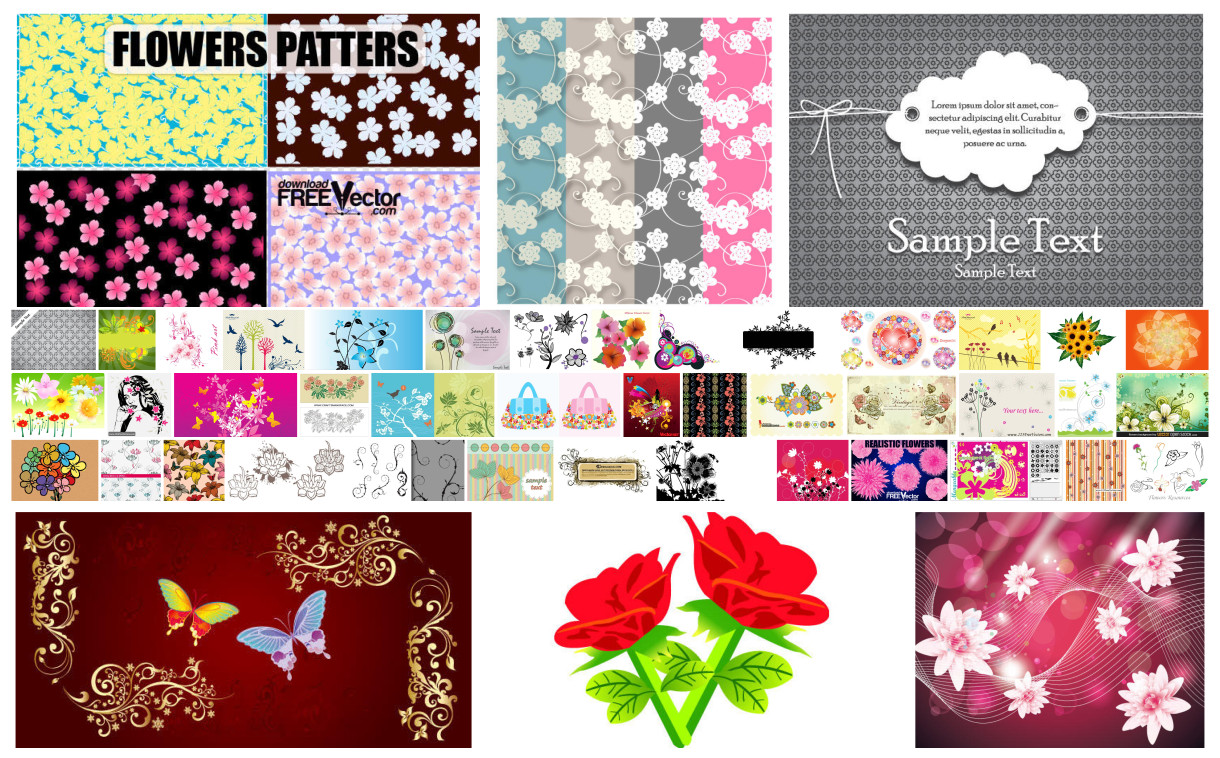 Diverse Collection of 40+ Floral Vector Designs