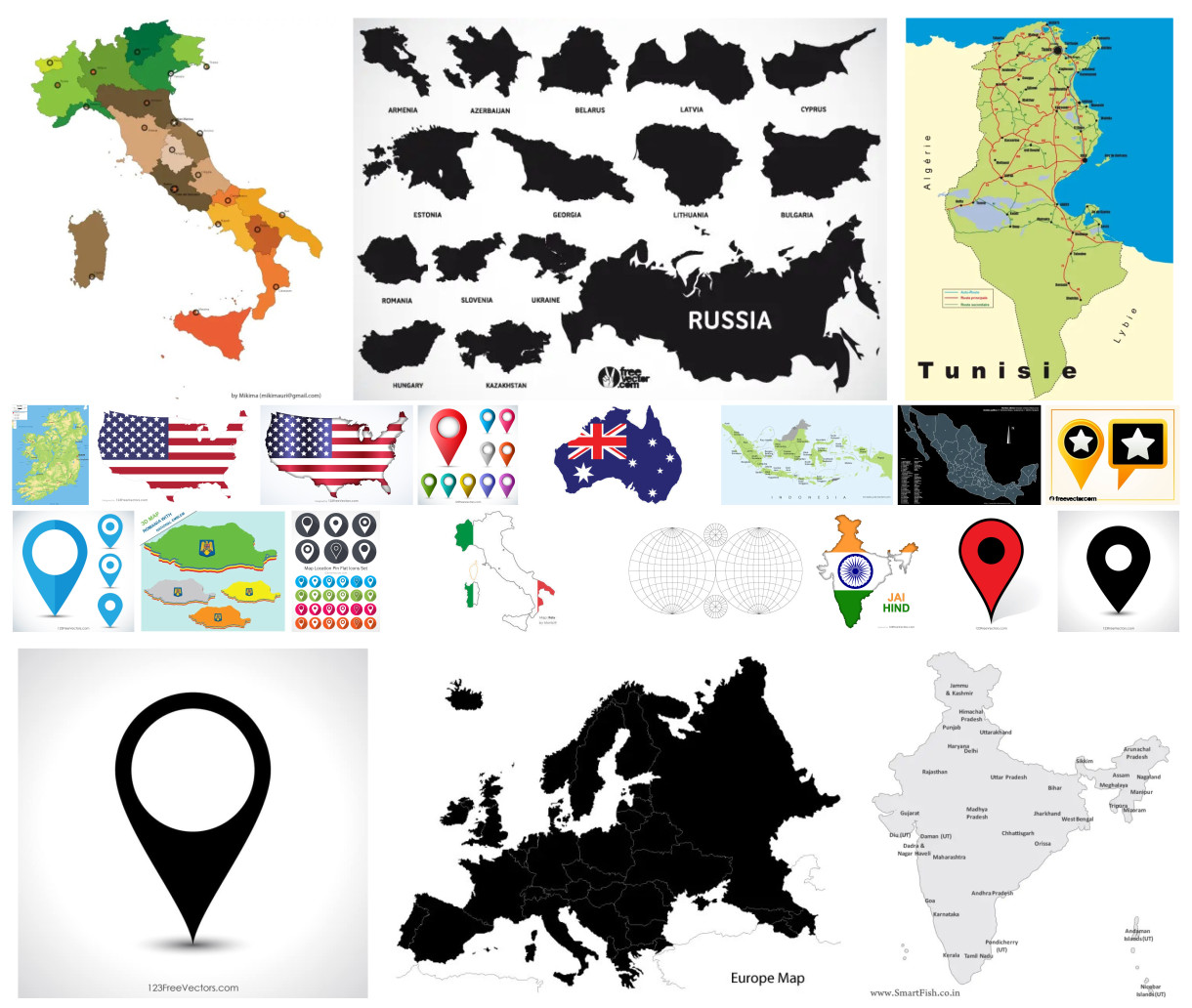 Diverse Geographic Perspectives: An Extensive Collection of Vector Maps!