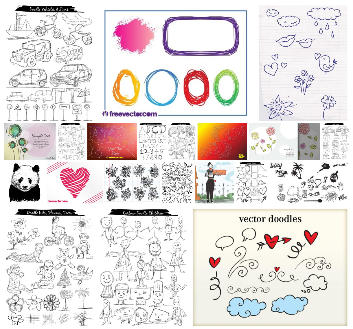 Enthralling Collection of Over 20+ Doodle Vector Packs