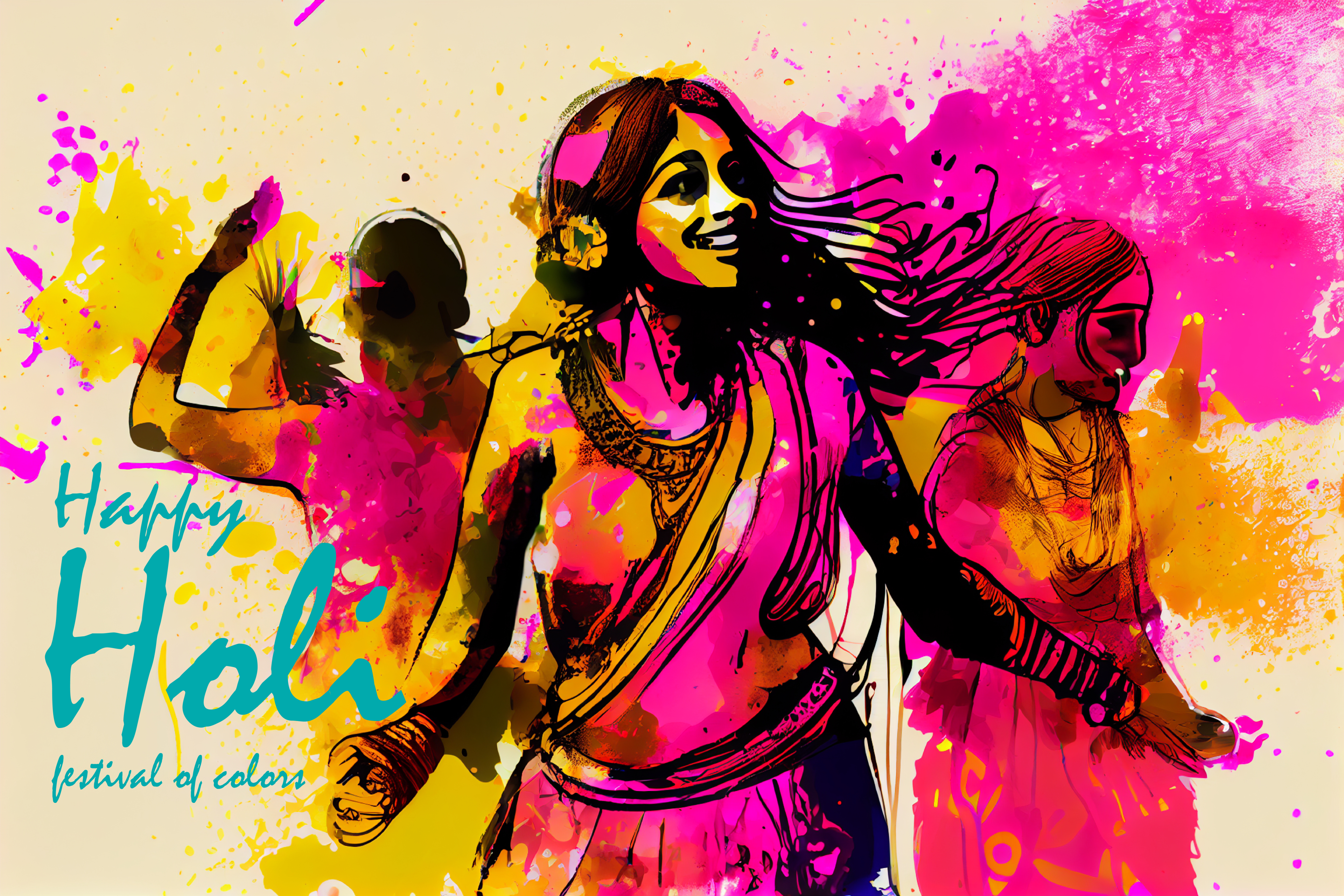 Holi Beautiful Girl background Image