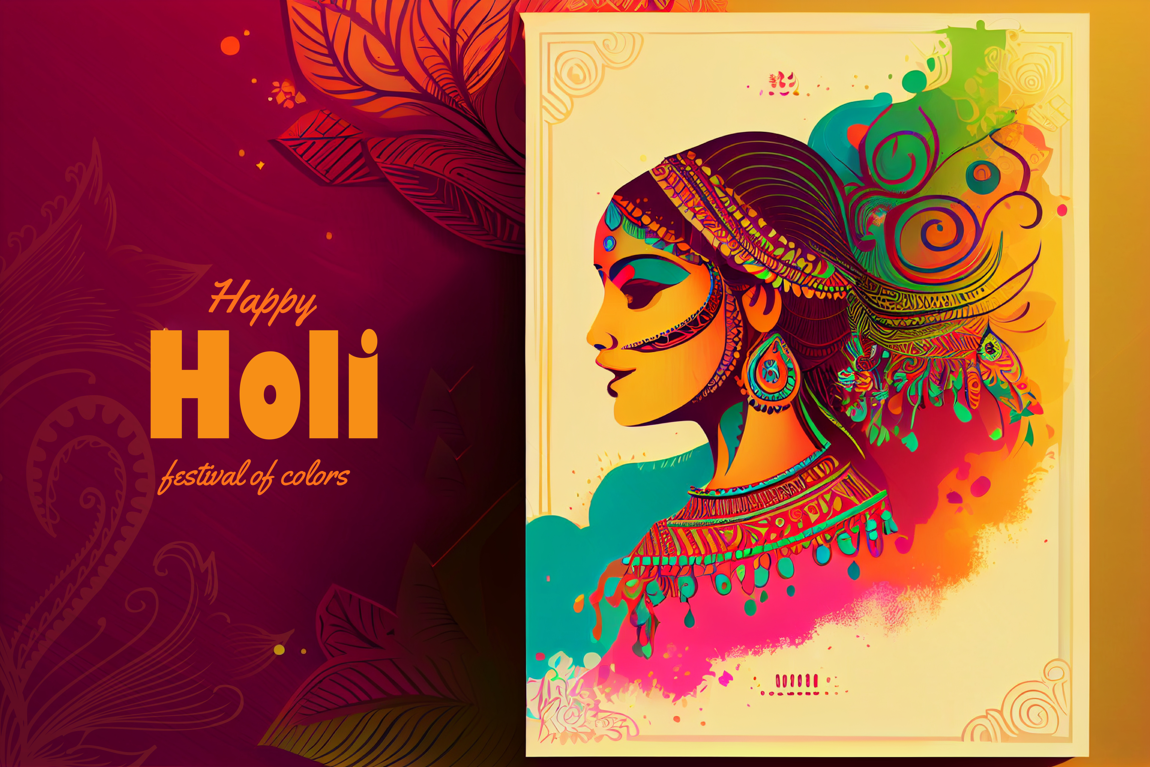 Happy Holi Girl Background Image