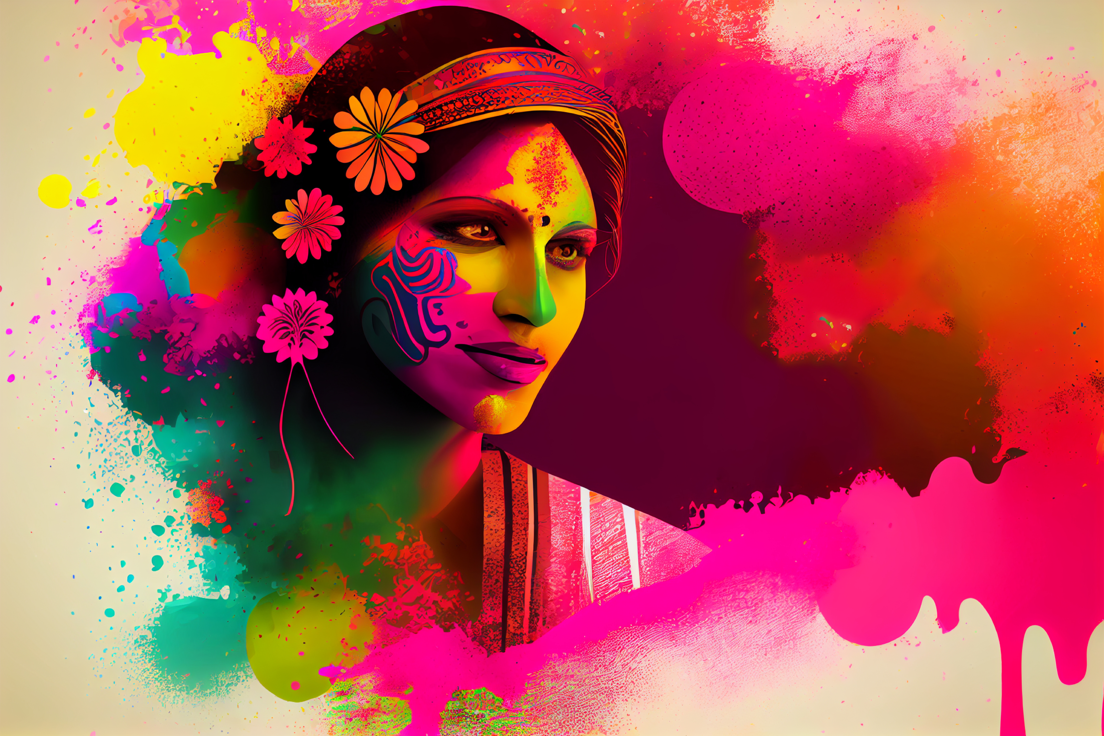 Happy Holi Girl Background Image