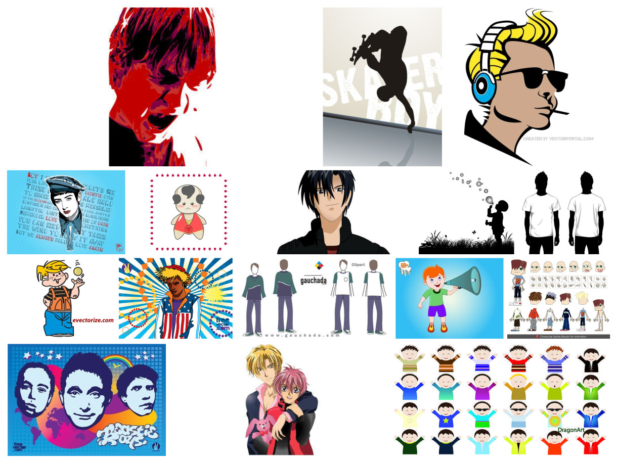 A Diverse Collection of Boy-Themed Vector Art