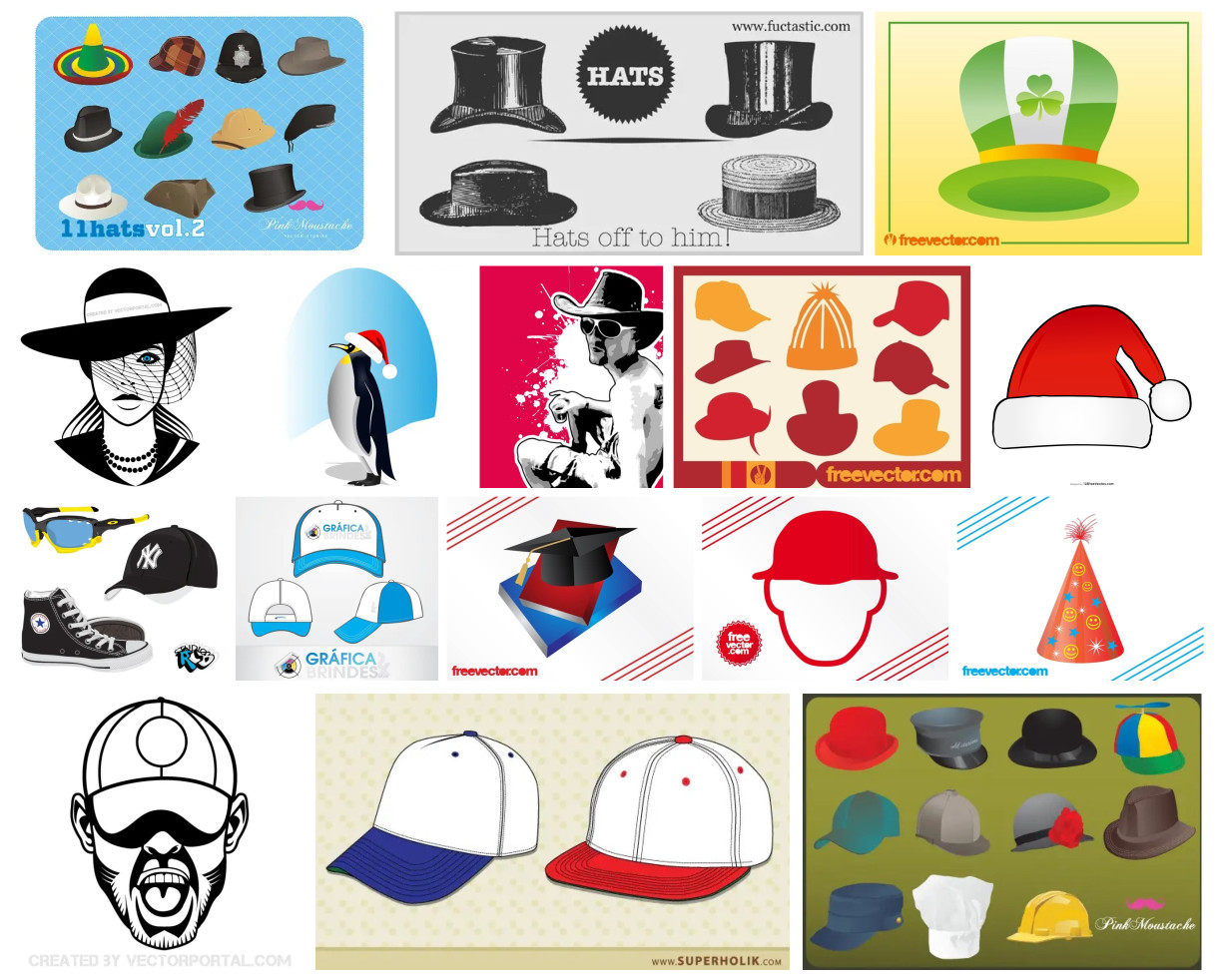 Diverse Vectors of Hats and Accessories: Unorthodox Collection