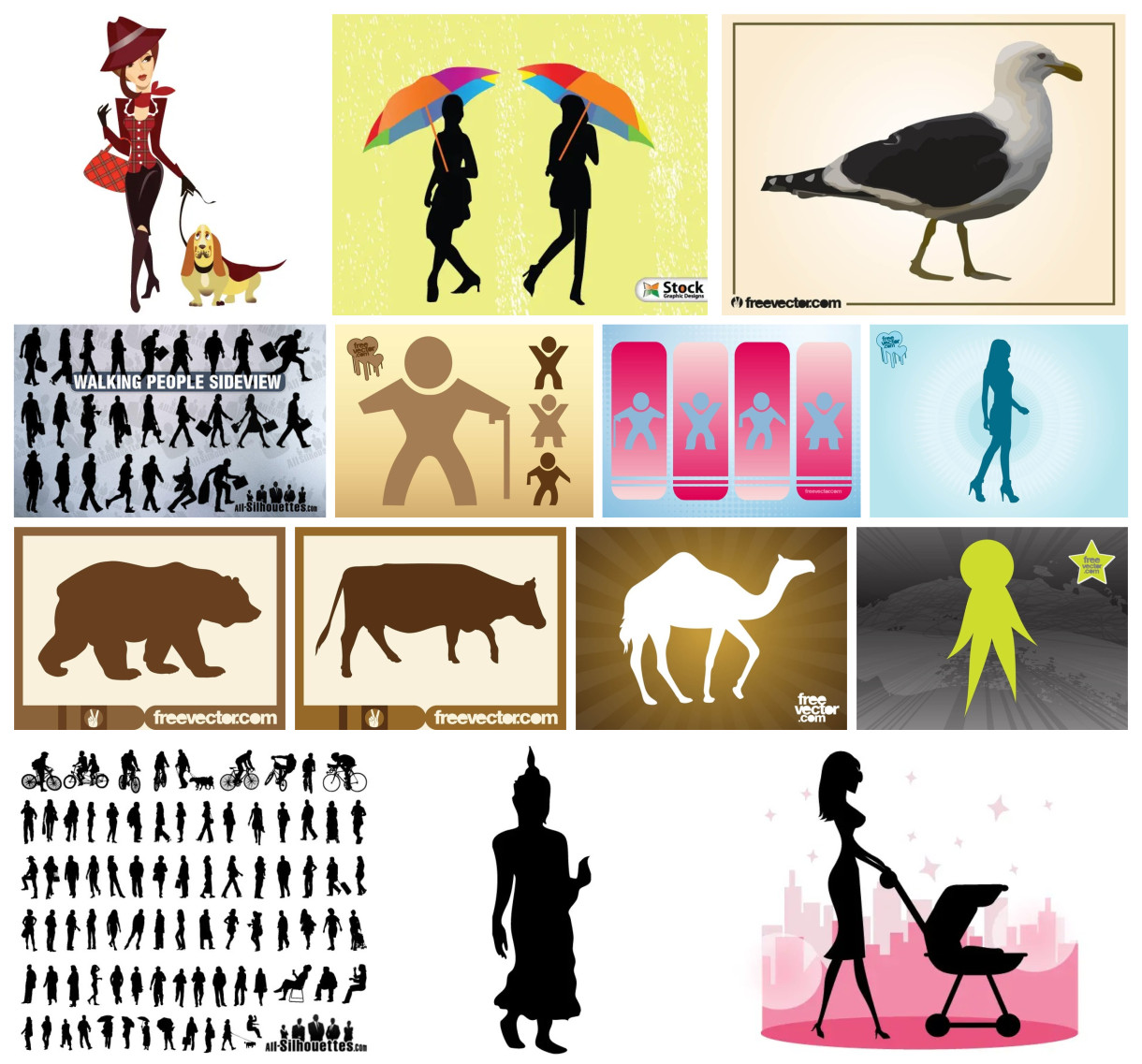 A Vibrant Array of Walking-Themed Vector Designs