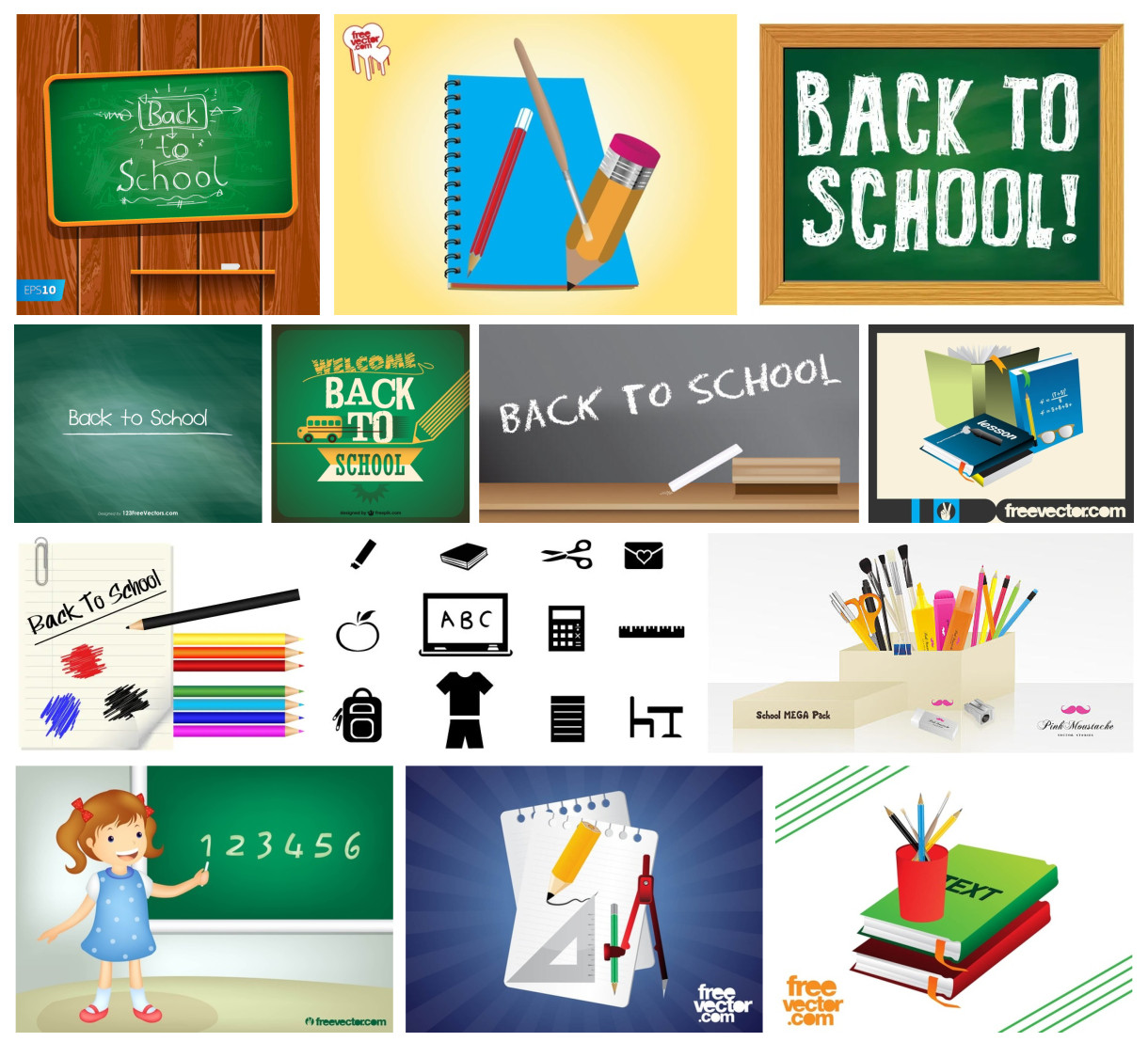A Creative Trove of Back To School Vector Designs