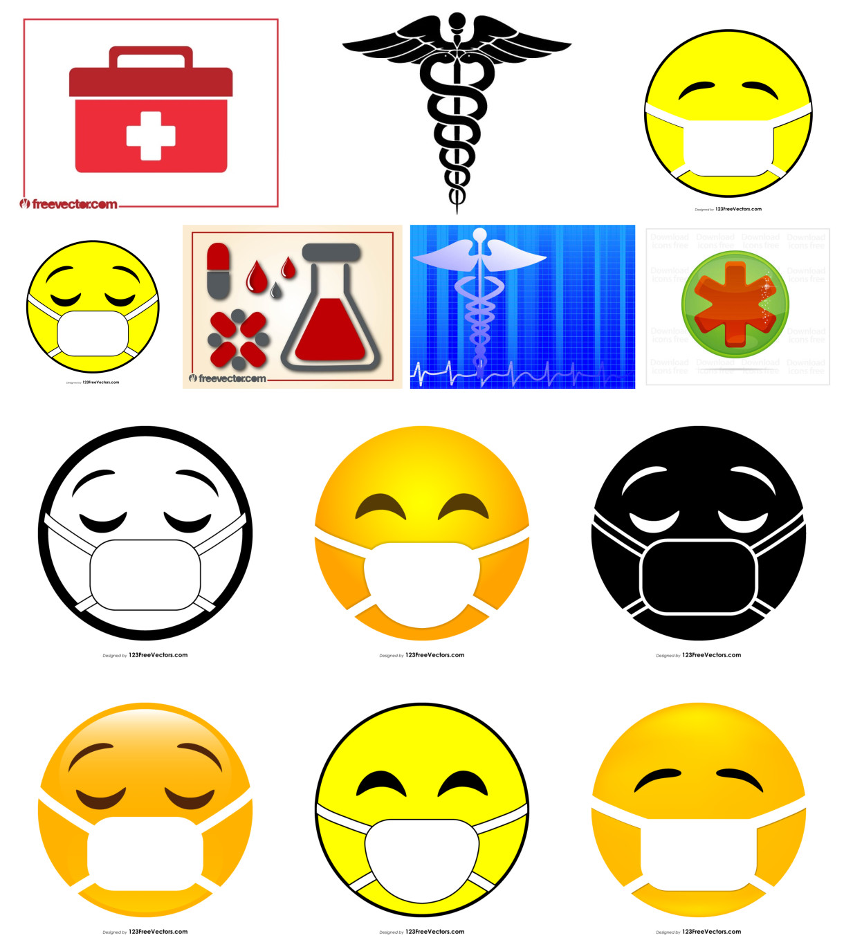 A Comprehensive Collection of Vector Medical and Emoji Art