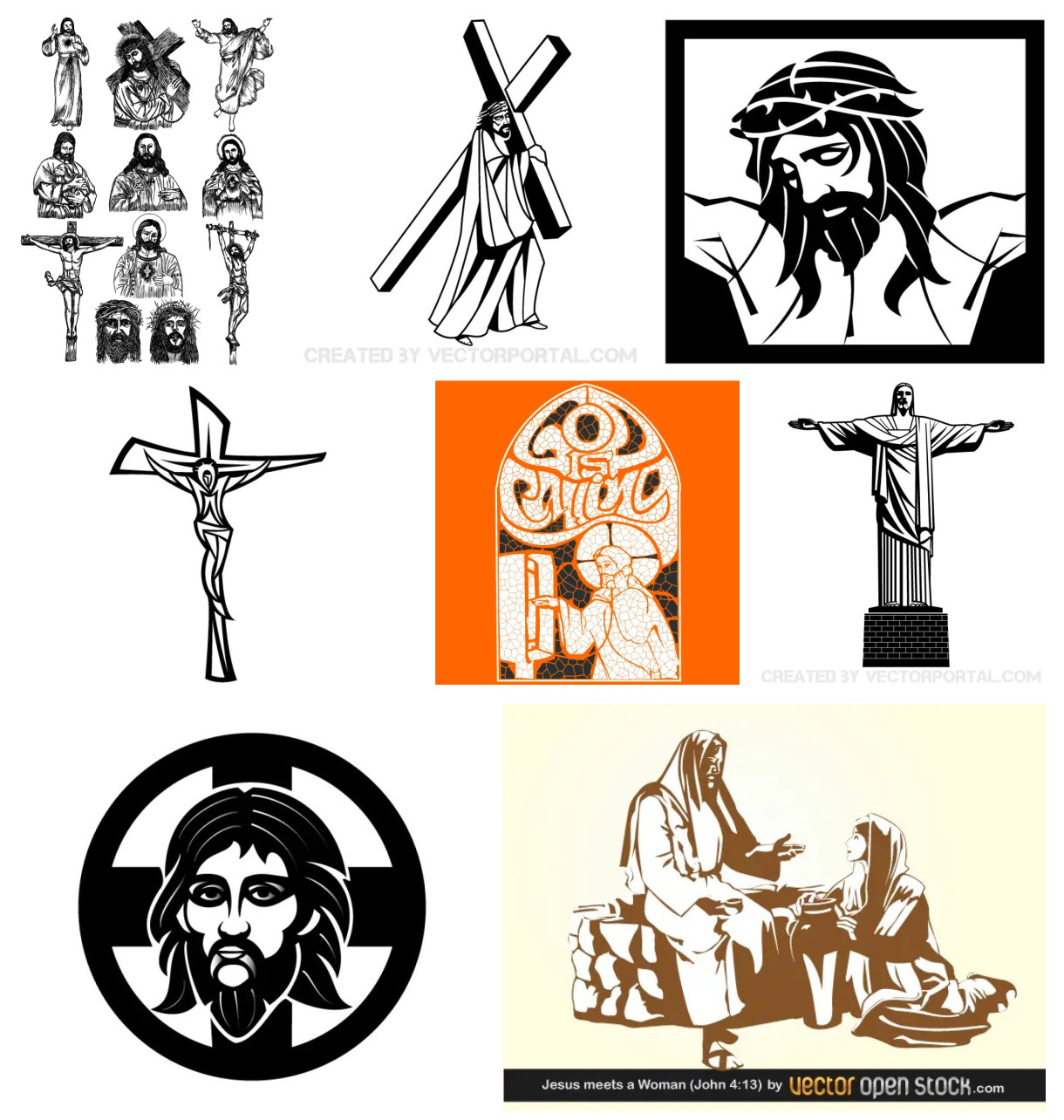 Extensive Collection of Hand-Drawn Jesus Vector Designs