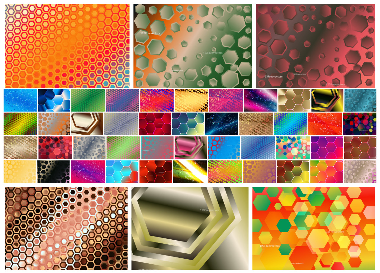 Vibrant Collection of Hexagon Background Vector Designs