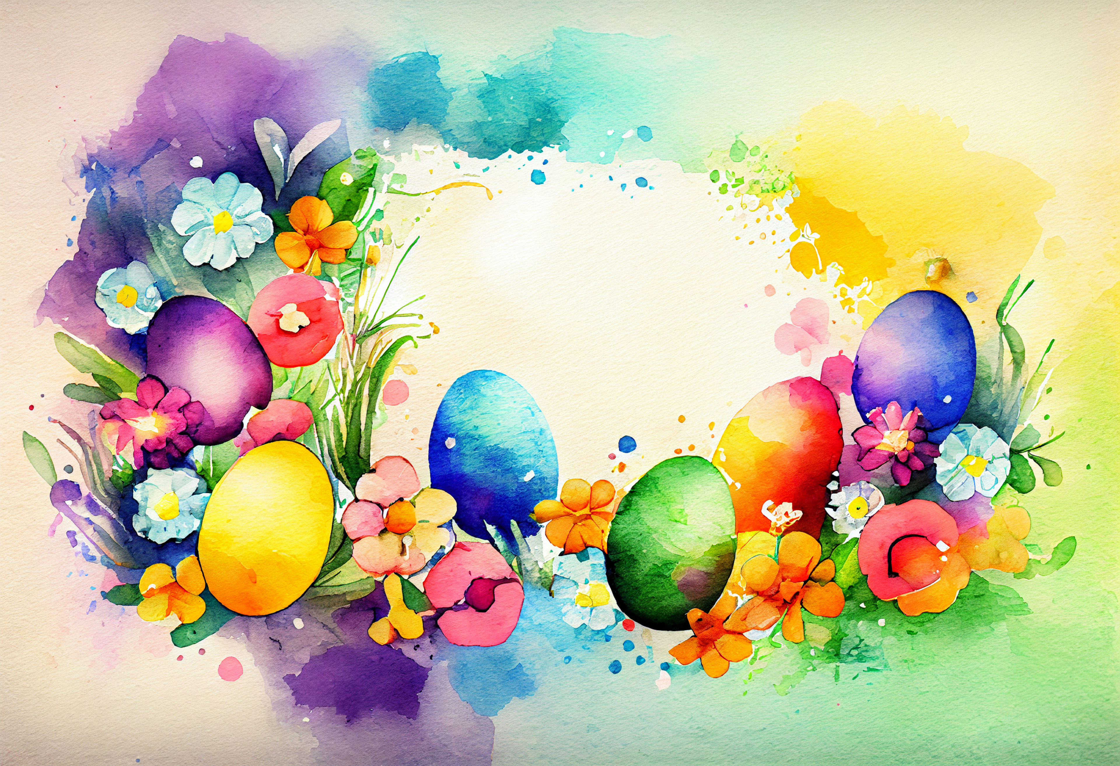 Watercolor Colorful Easter Card Background Image