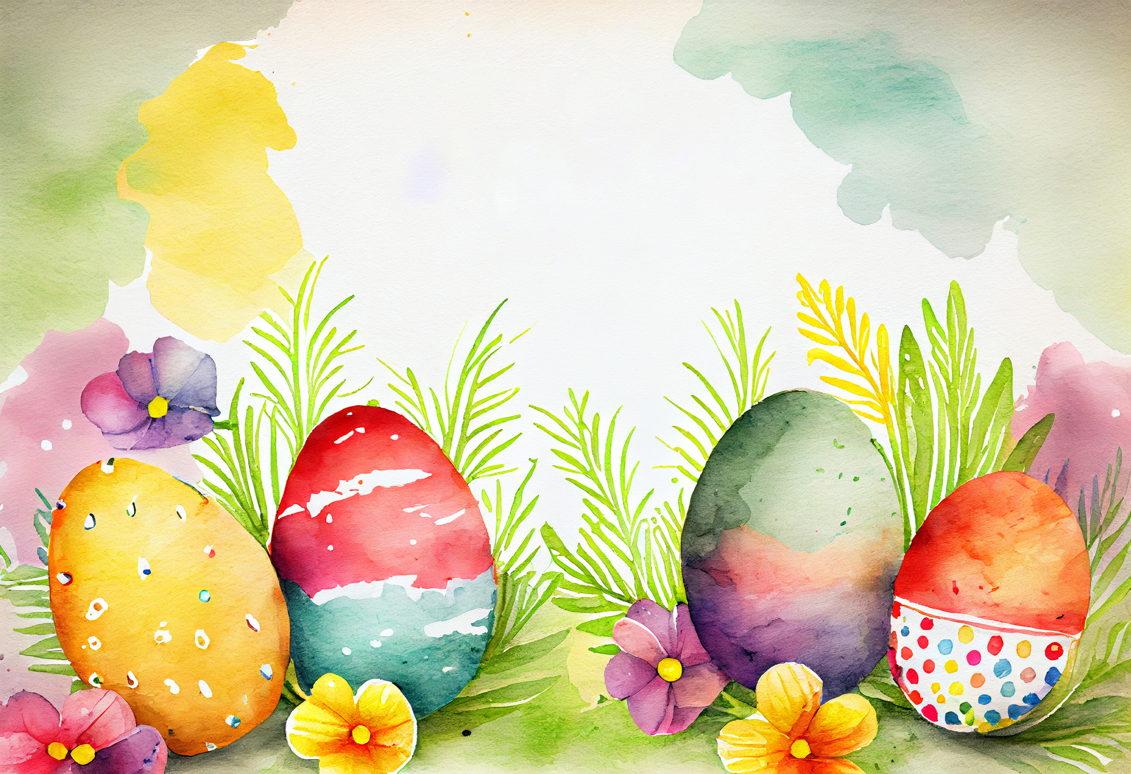 Watercolor Colorful Easter Card Background