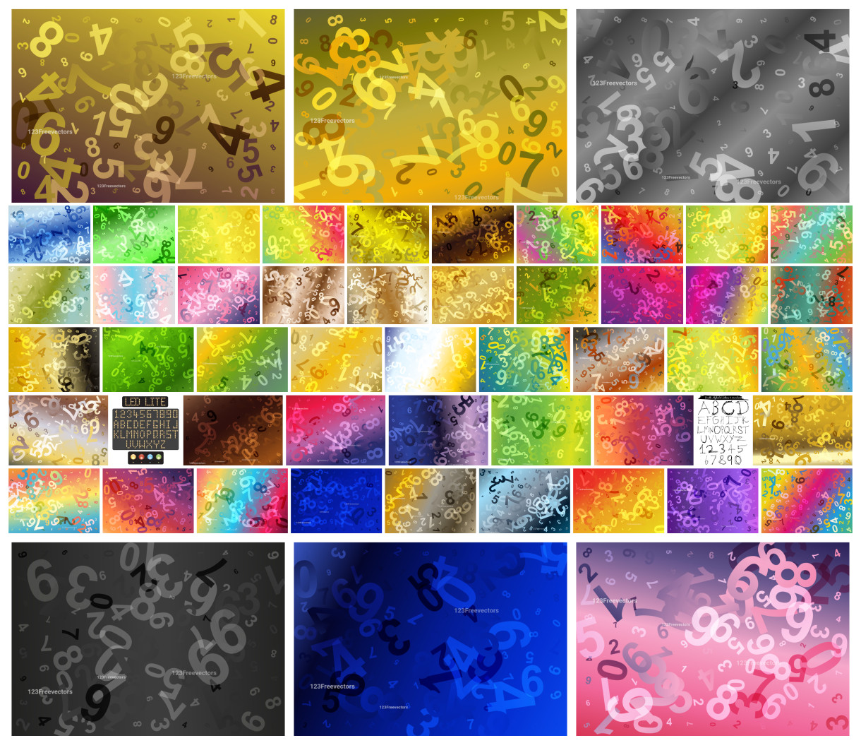 Exquisite Array of Vector Numeric Designs: Alphabet Letters and Numbers Background