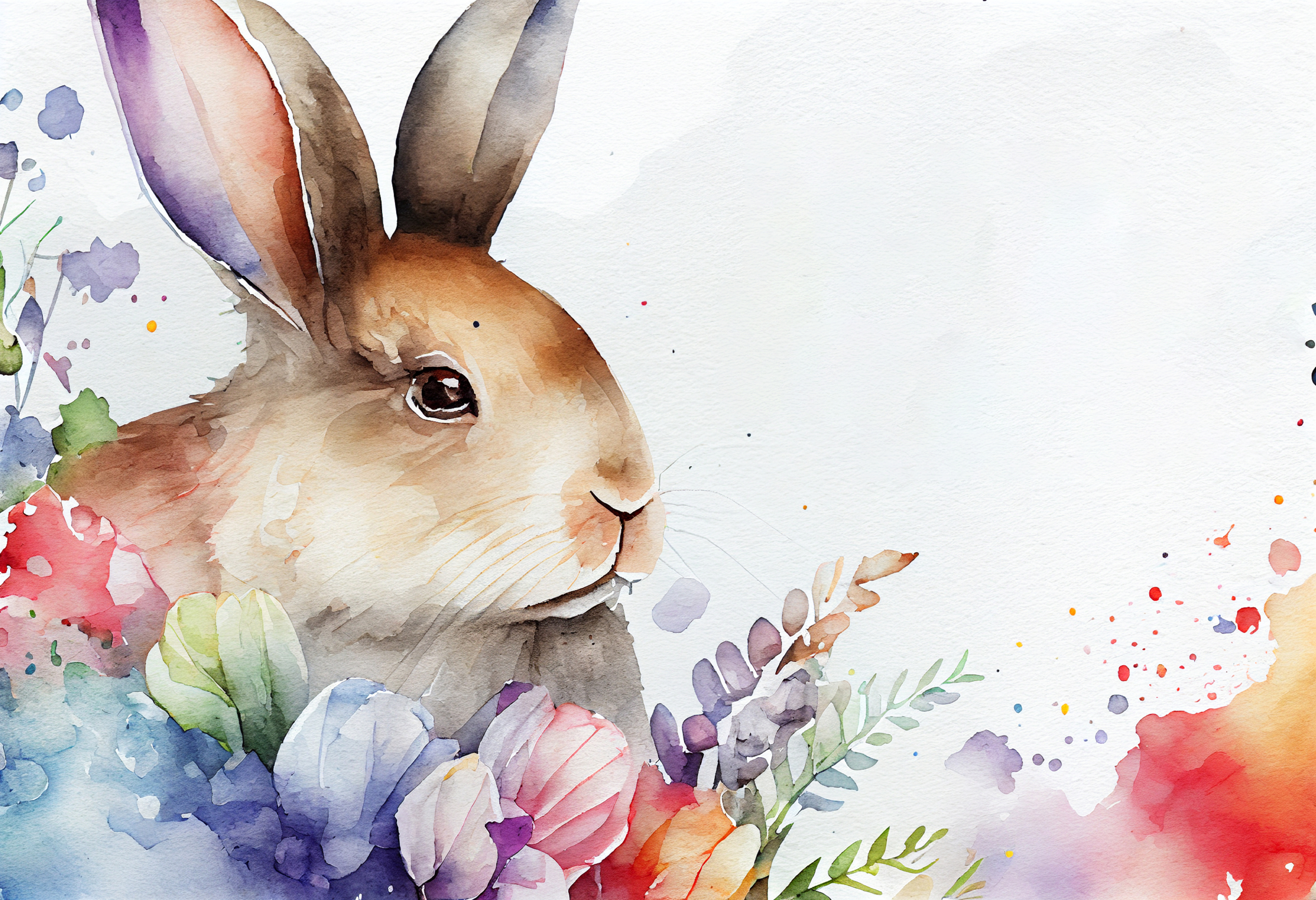 Watercolor Easter Bunny Background