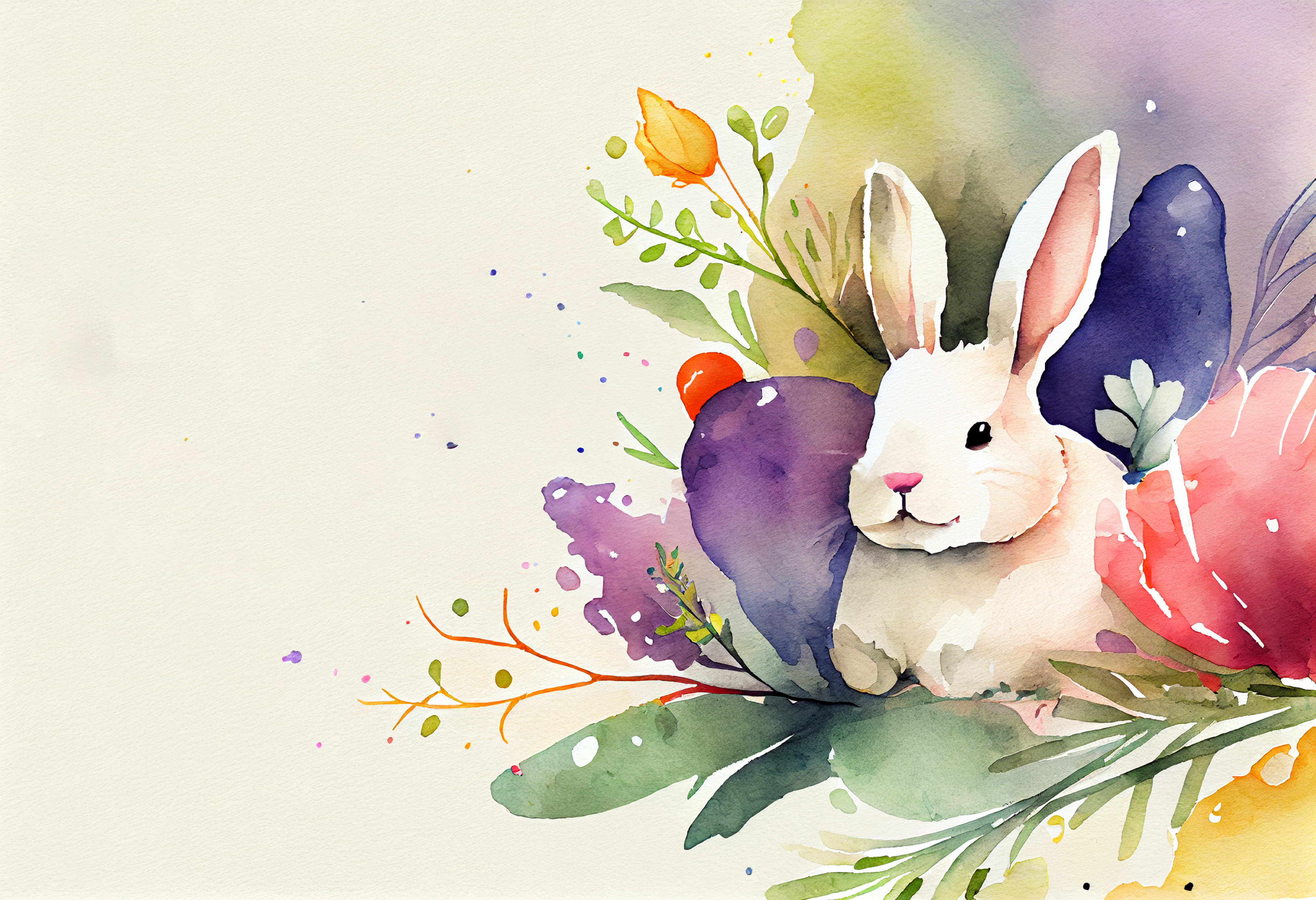 Watercolor Easter Rabbit Background