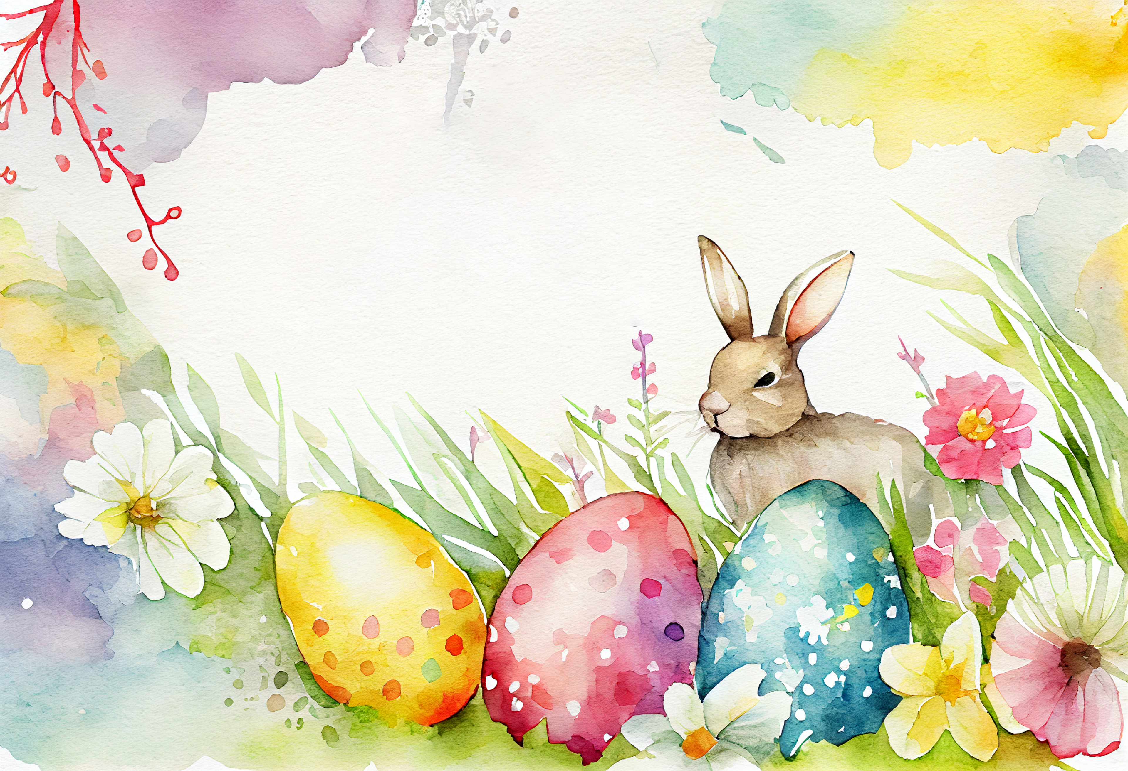 Watercolor Easter Rabbit Background Image