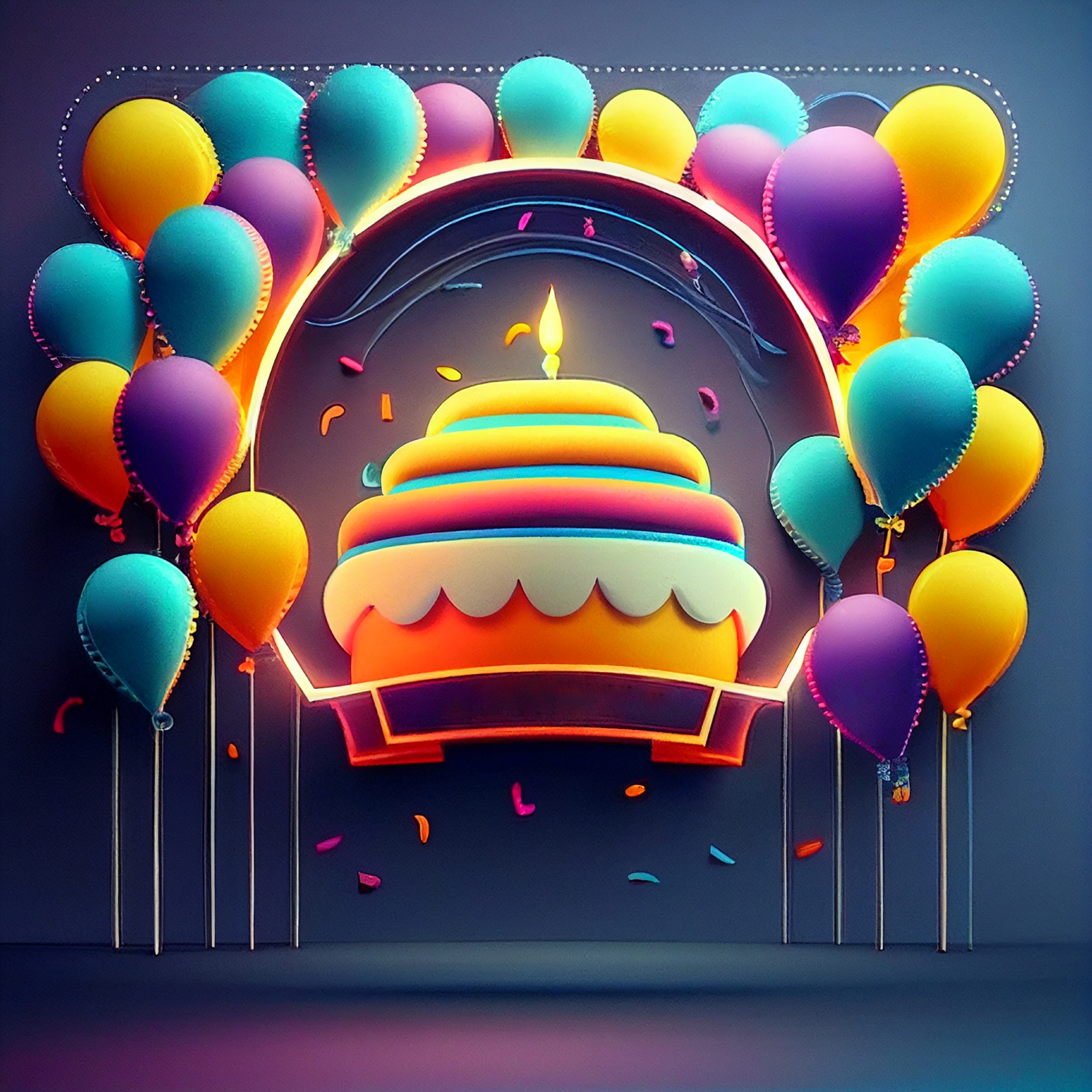 Colorful Neon Birthday Background Image