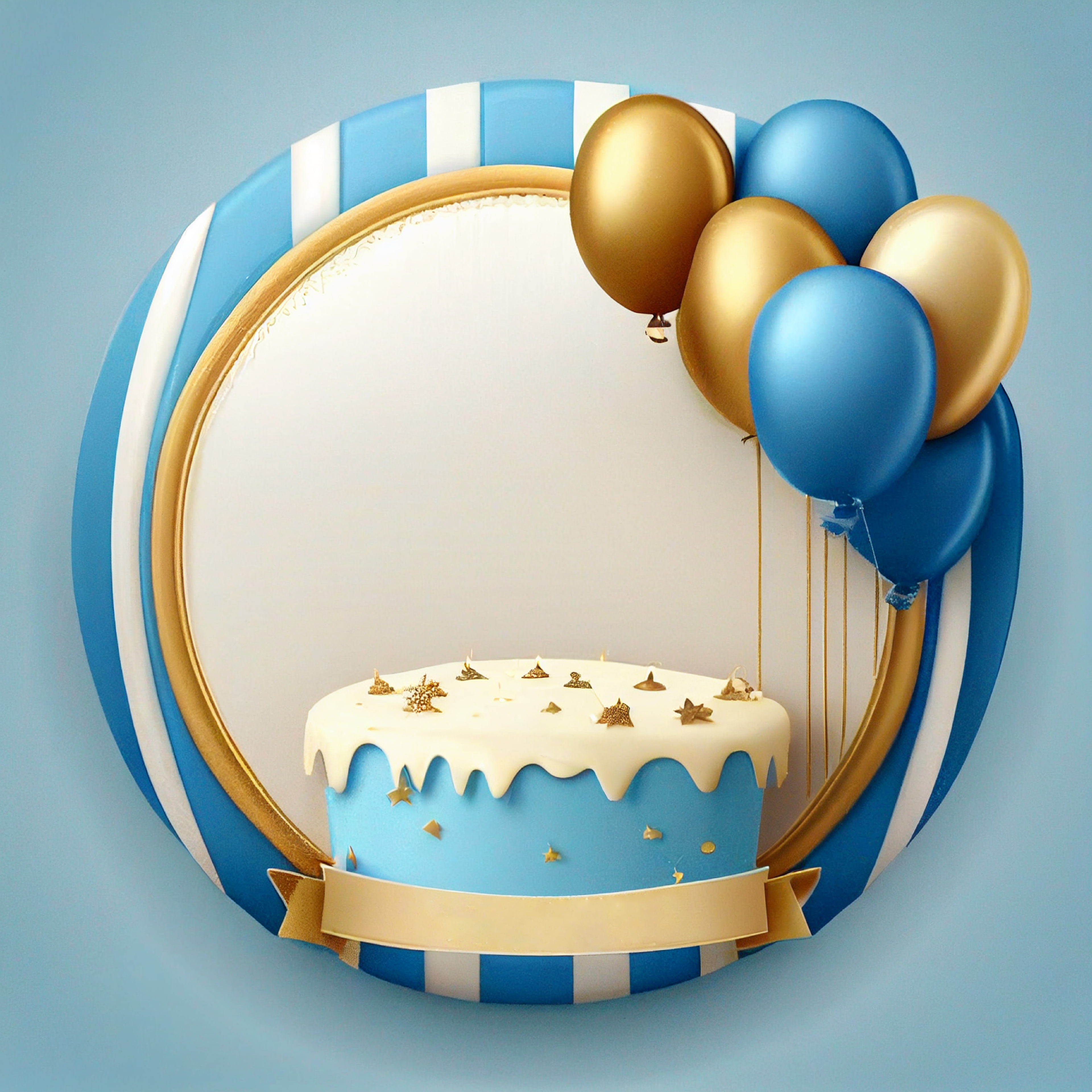Blue and Gold Happy Birthday Card Background