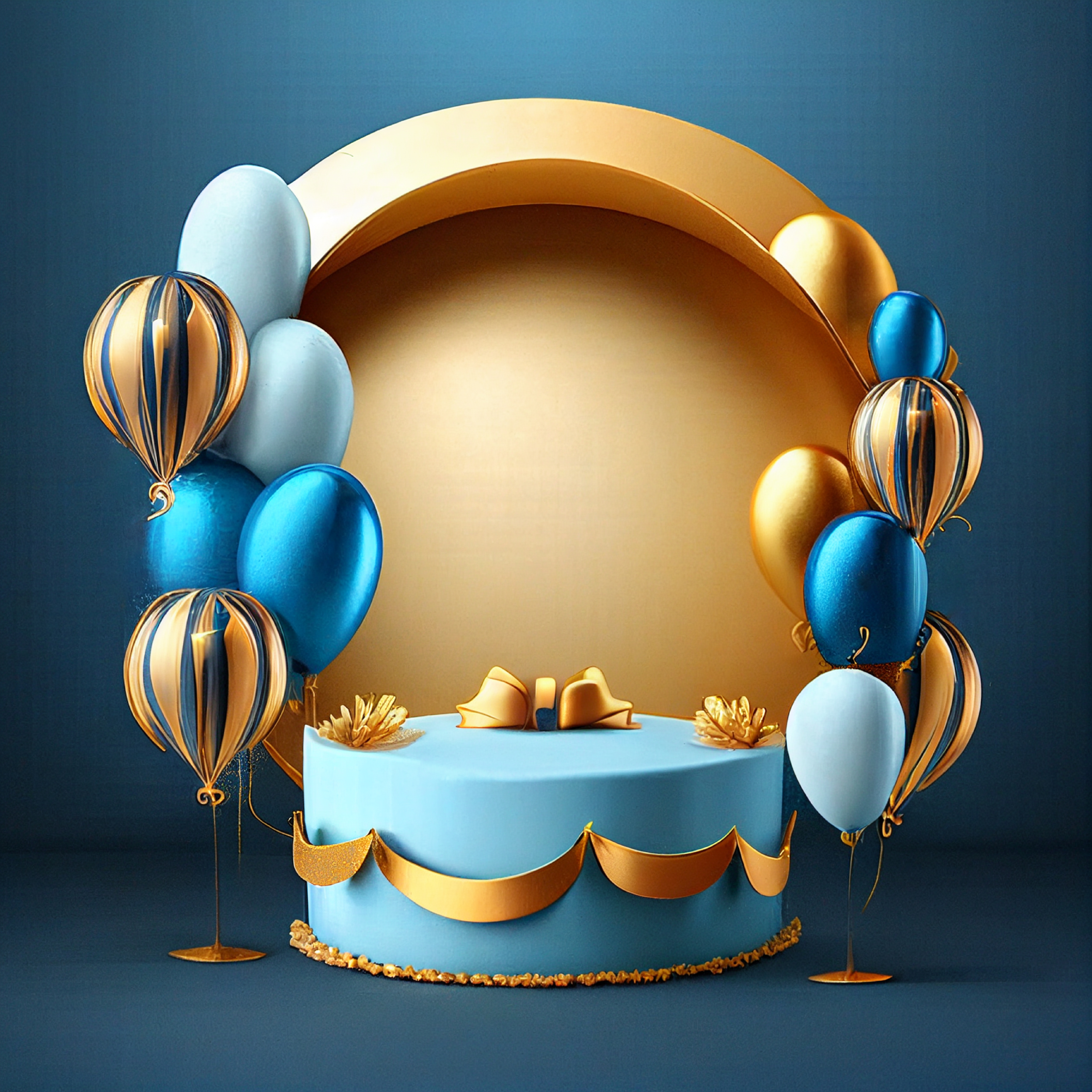 Blue and Gold Happy Birthday Background