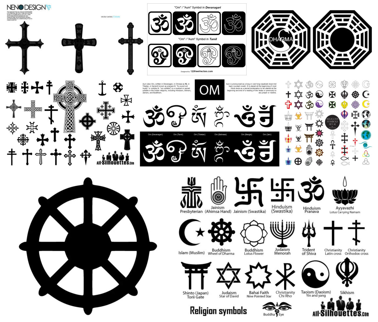 Soulful Diversity: Free Religious Symbols Vector Designs for Spiritual Exploration