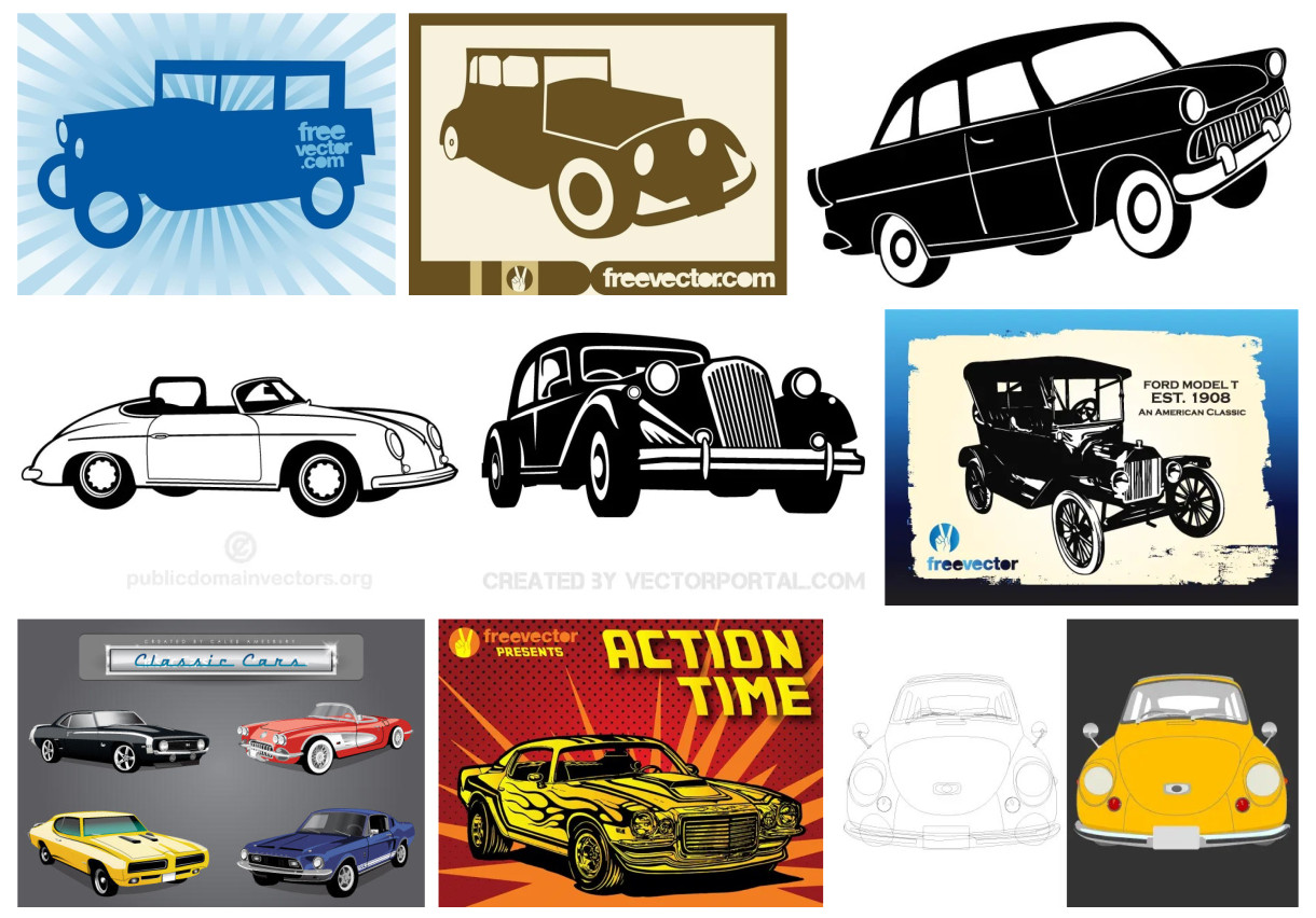 Riding Down Memory Lane: 9 Free Classic Car Vector Designs for Vintage Car Enthusiasts
