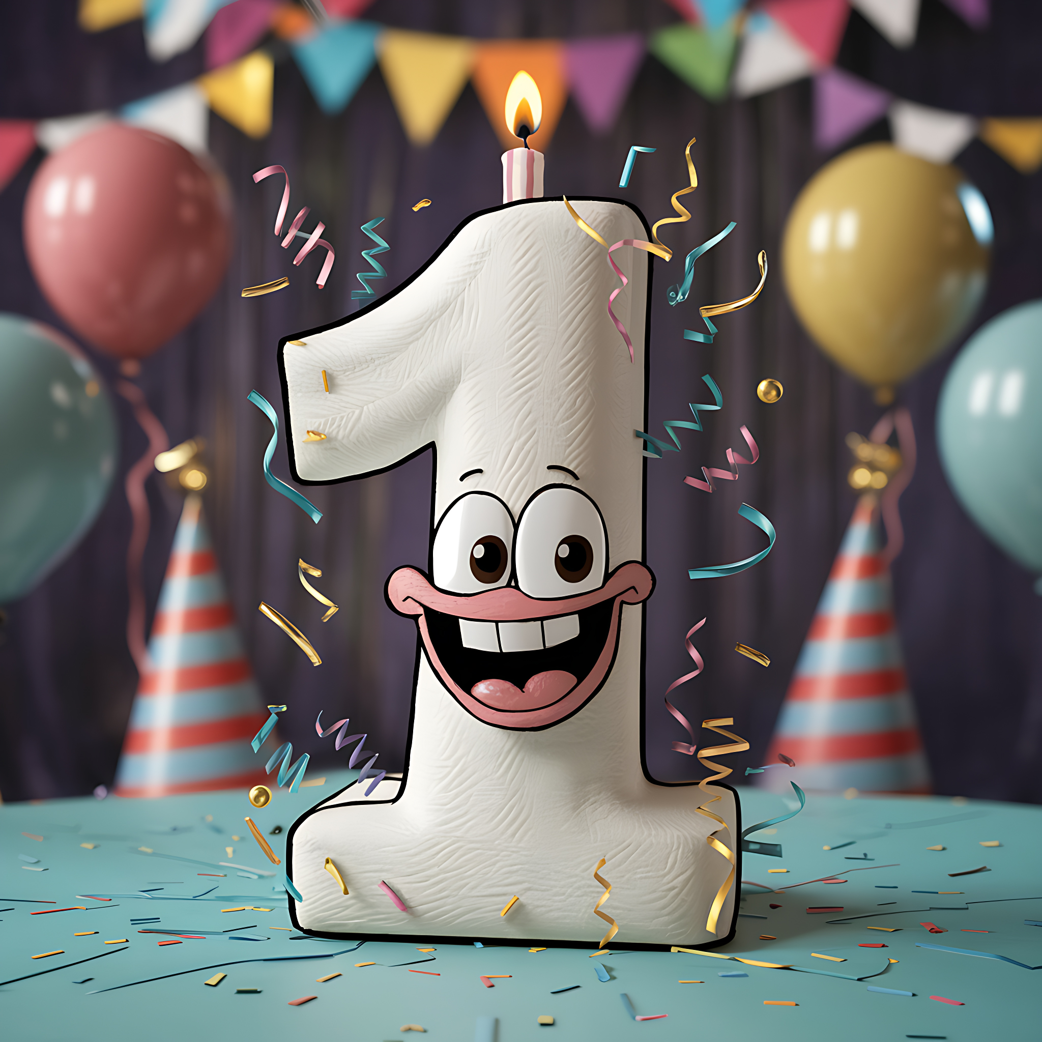 Free Download Colorful Balloons and Confetti Happy 1st Birthday