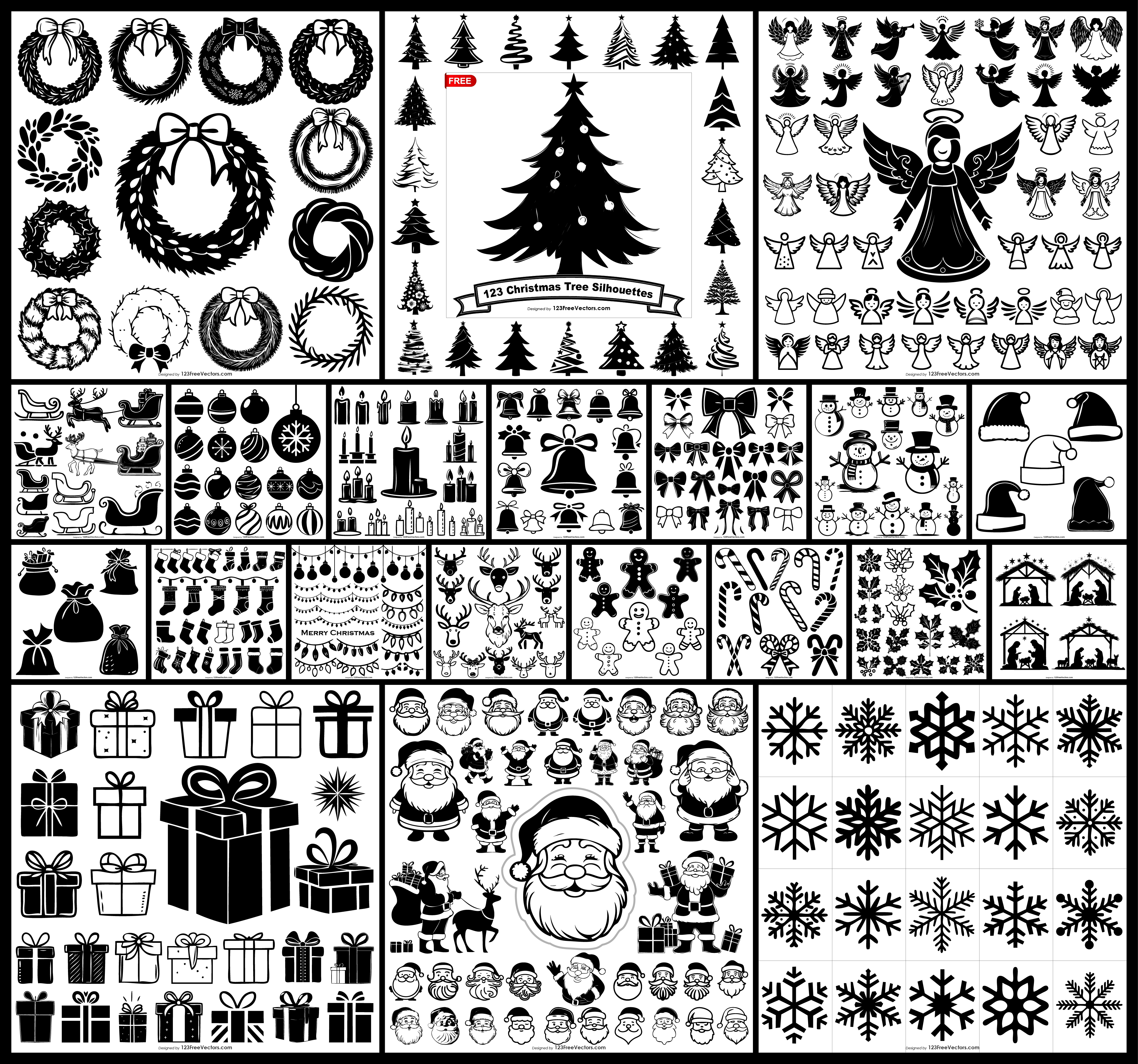 550+ Free Christmas Elements Vector for Festive Decorations