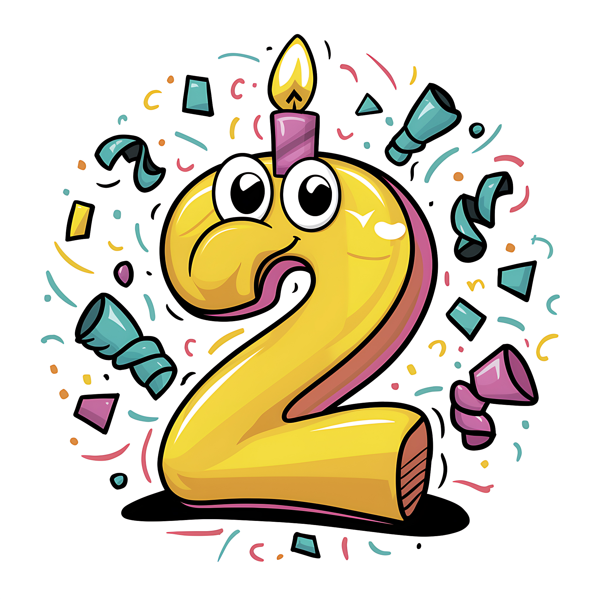 Happy 2nd Birthday Number 2 Candle